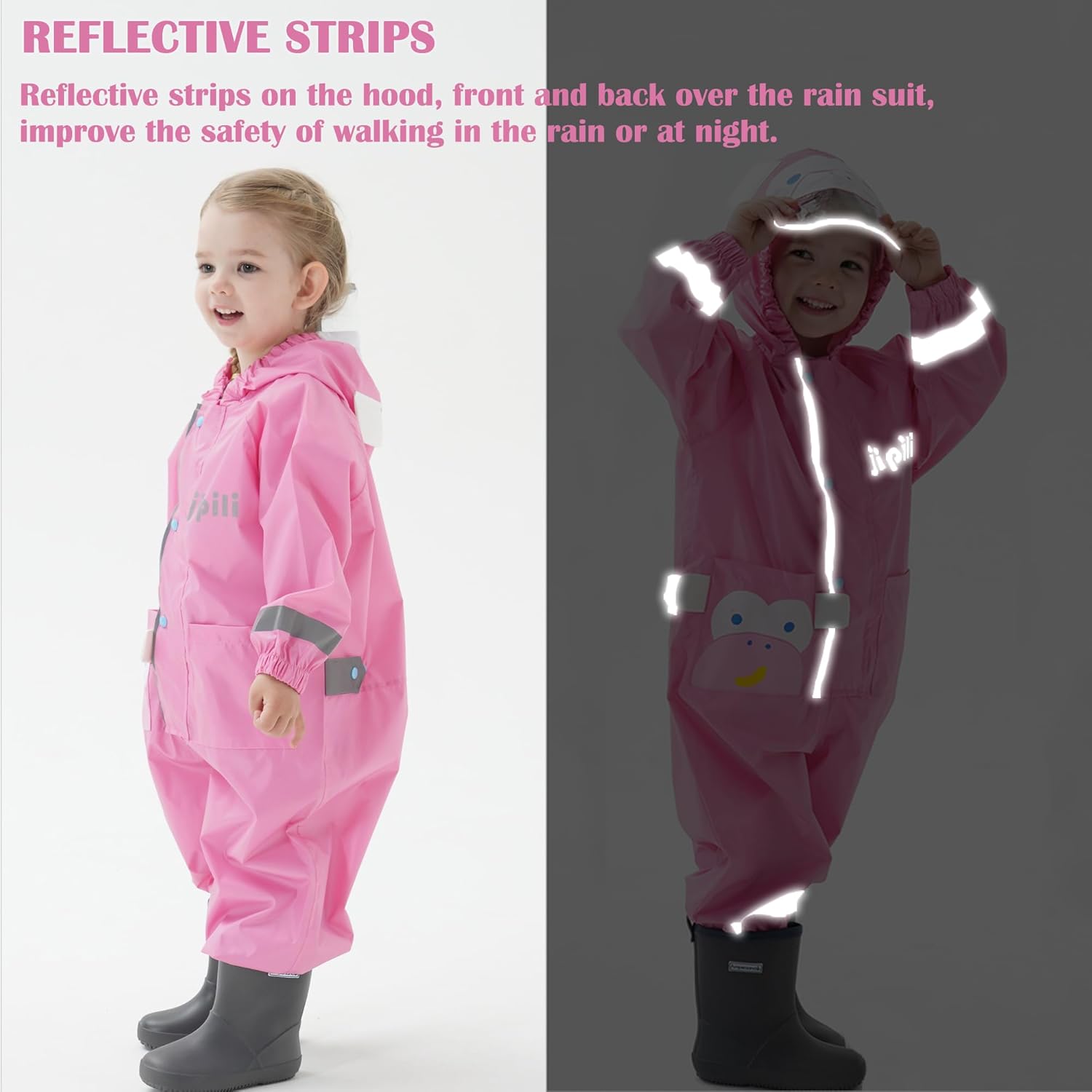Fewlby Kids Toddler Waterproof Rain Jacket
