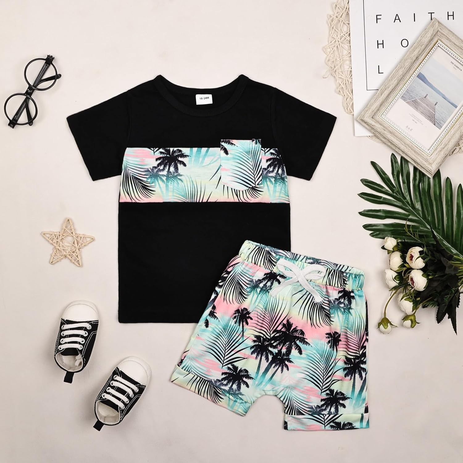 CETEPY Toddler Boy Summer Outfit Soft Knit Set