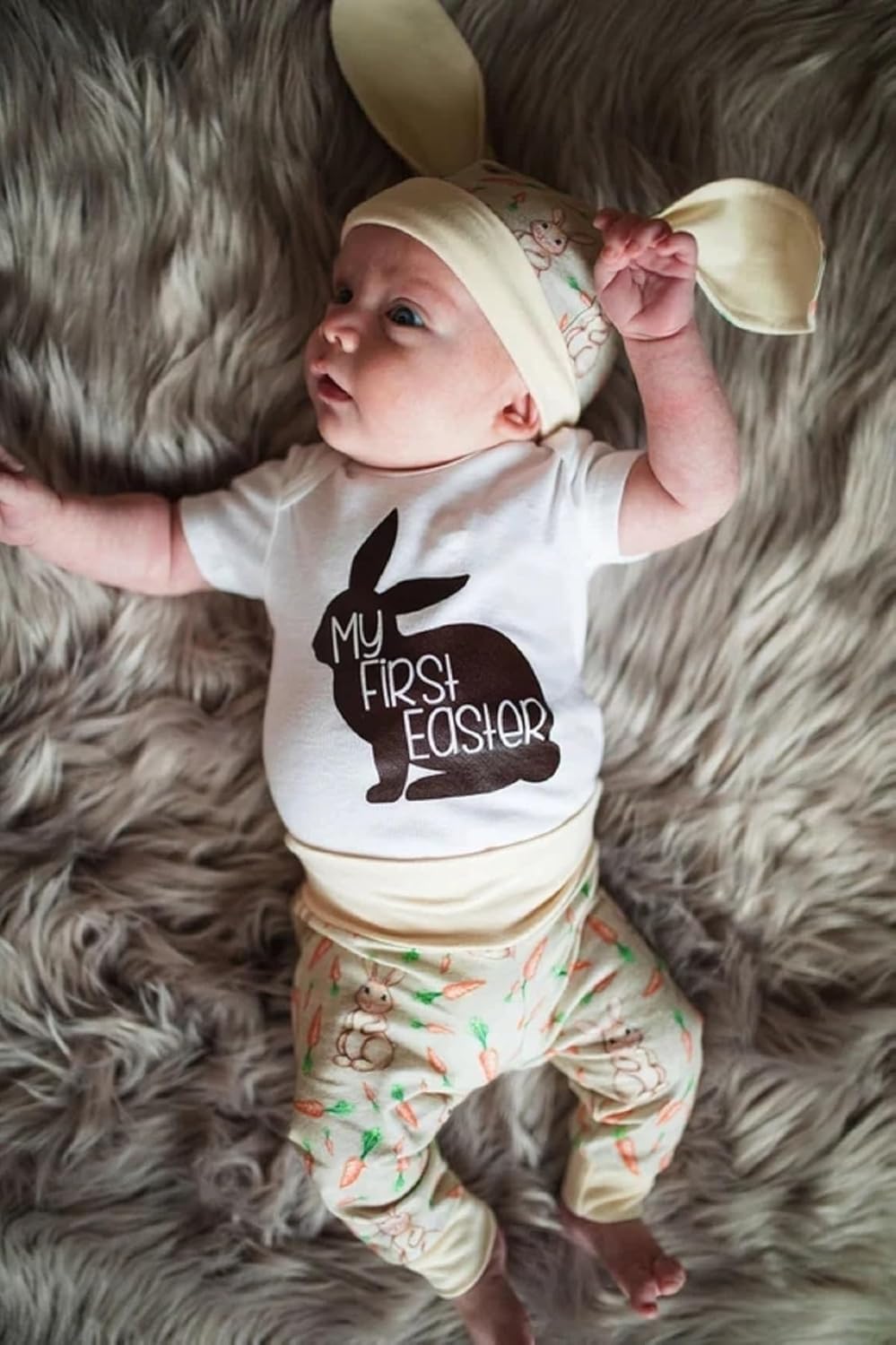 My First Easter Outfits for Baby Boys - Romper Pants Hat Set