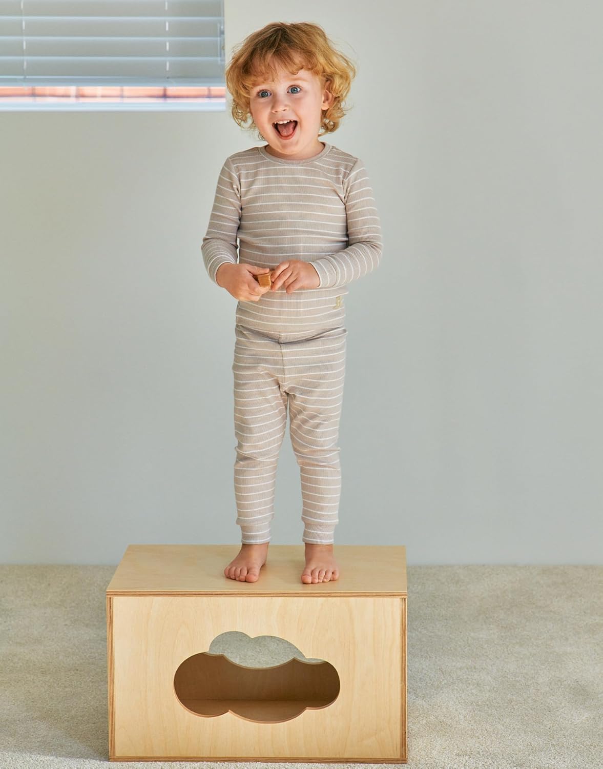 Moimoln 12M-8Y Ribbed Stripe Pajamas for Boys