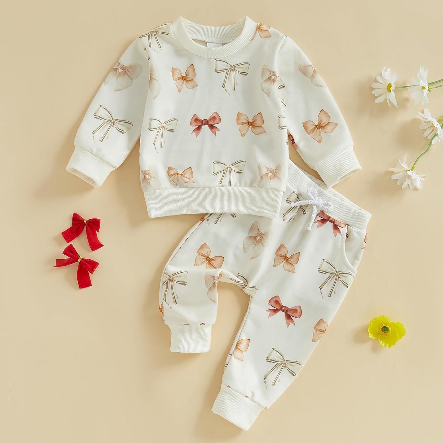 Adorable Toddler Baby GirlCottonPolyesterSpandexFruit Strawberry PrintSweatshirt Pants 3-24 Months