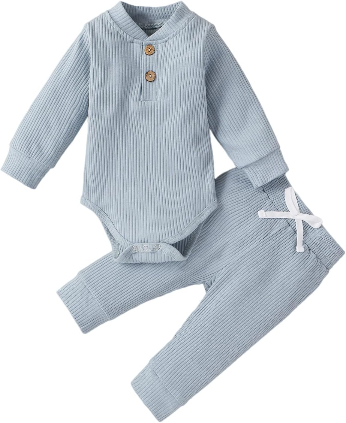 Long Sleeve Romper for Newborn Boys 2Pcs Set