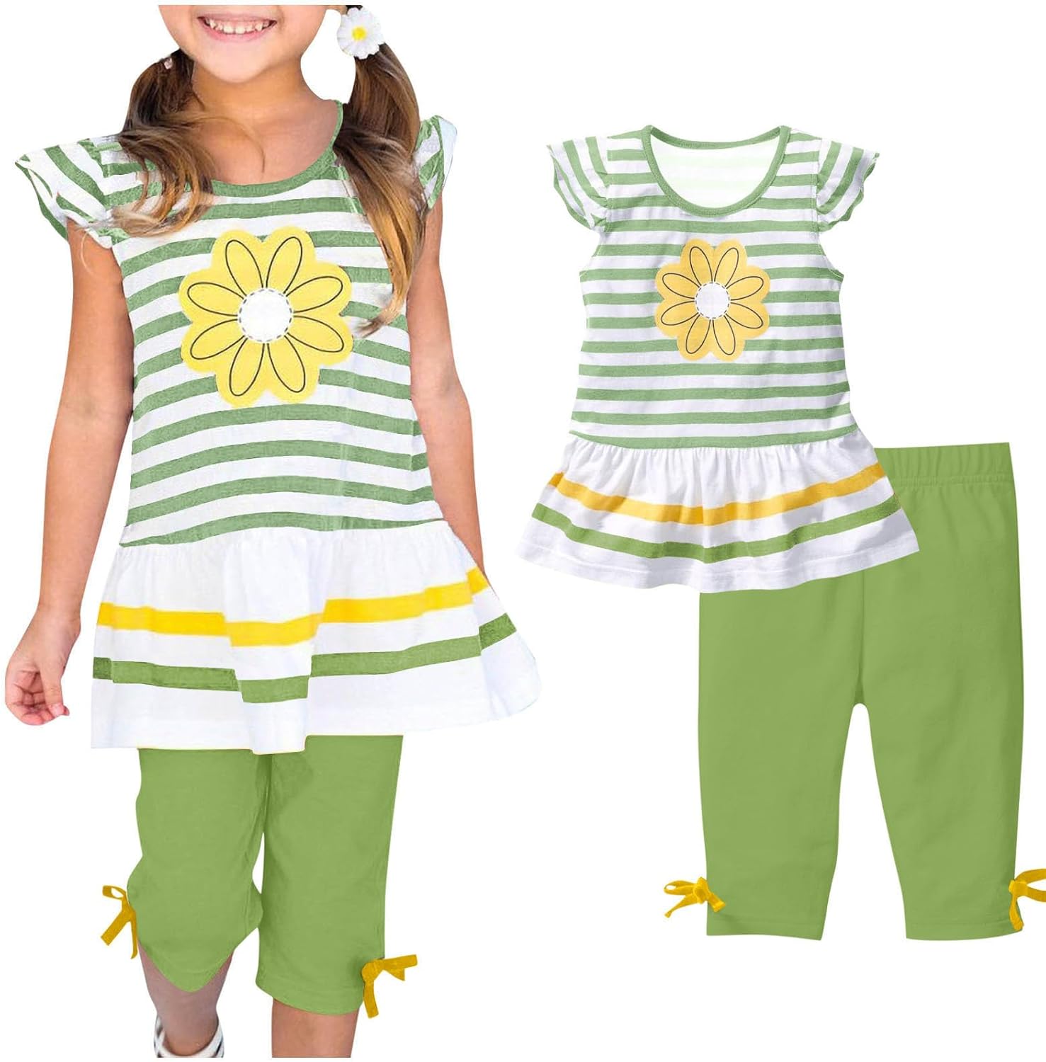 Summer essentials - Daisy Print Flutters Stripes Set