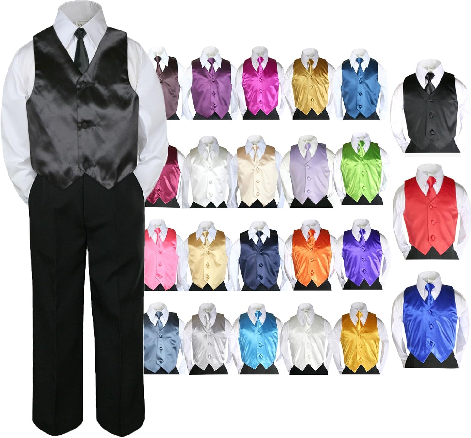 Premium Baby Boys Formal Suit Set - Tuxedo Style Black Sm-4T