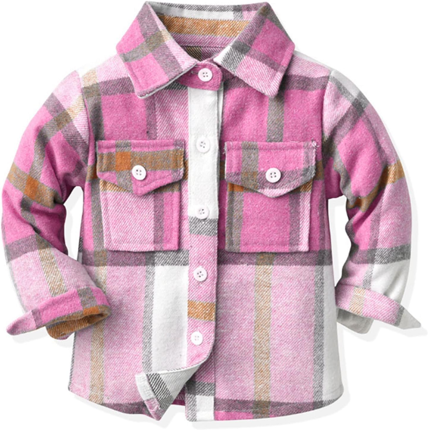 AIKAOMI toddler boys girls long sleeve button down flannel shirt