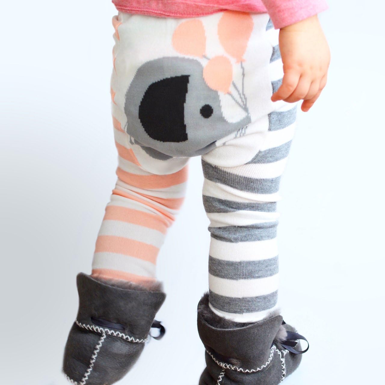Doodle Pants Leggings Blue Rainbow Pink Elephant