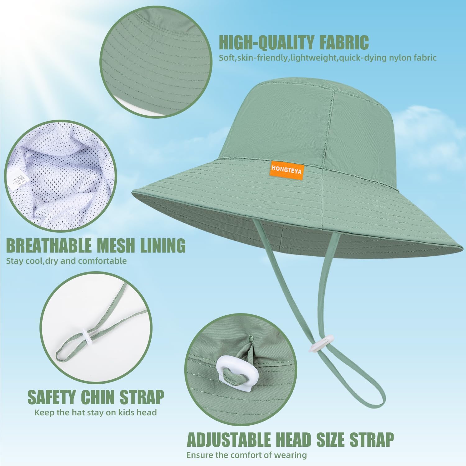 Adjustable Toddler Sun Hats for Kids