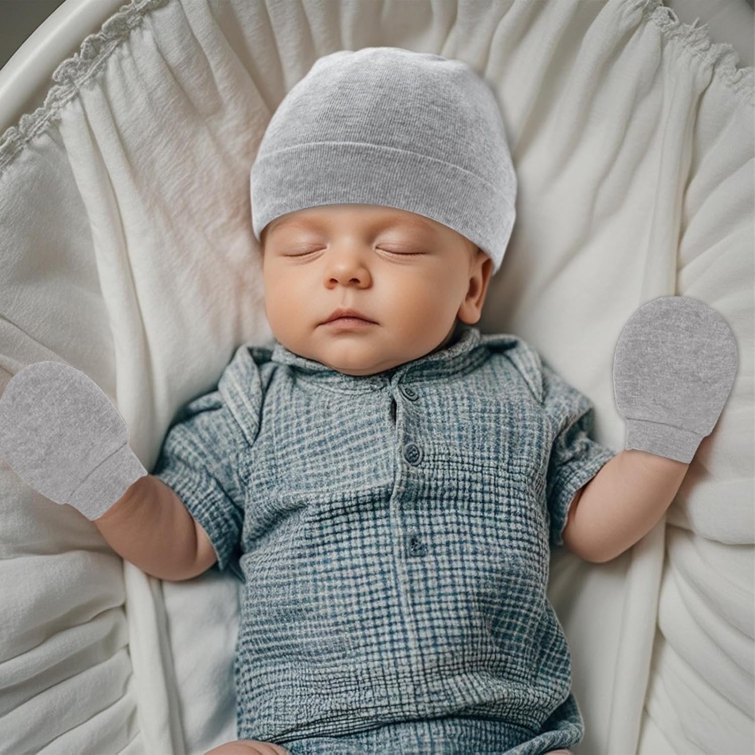 Fecawd Baby Hat and Mitten Set for Babies