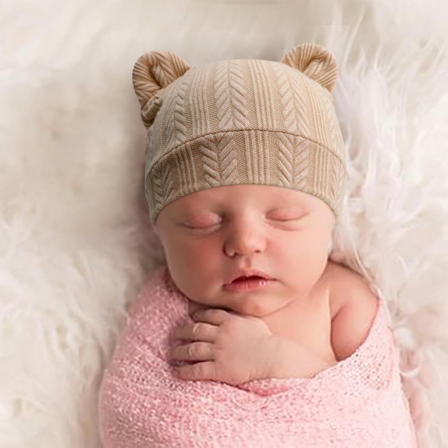 DRESHOW Bear Ears and Mittens Set for Babies