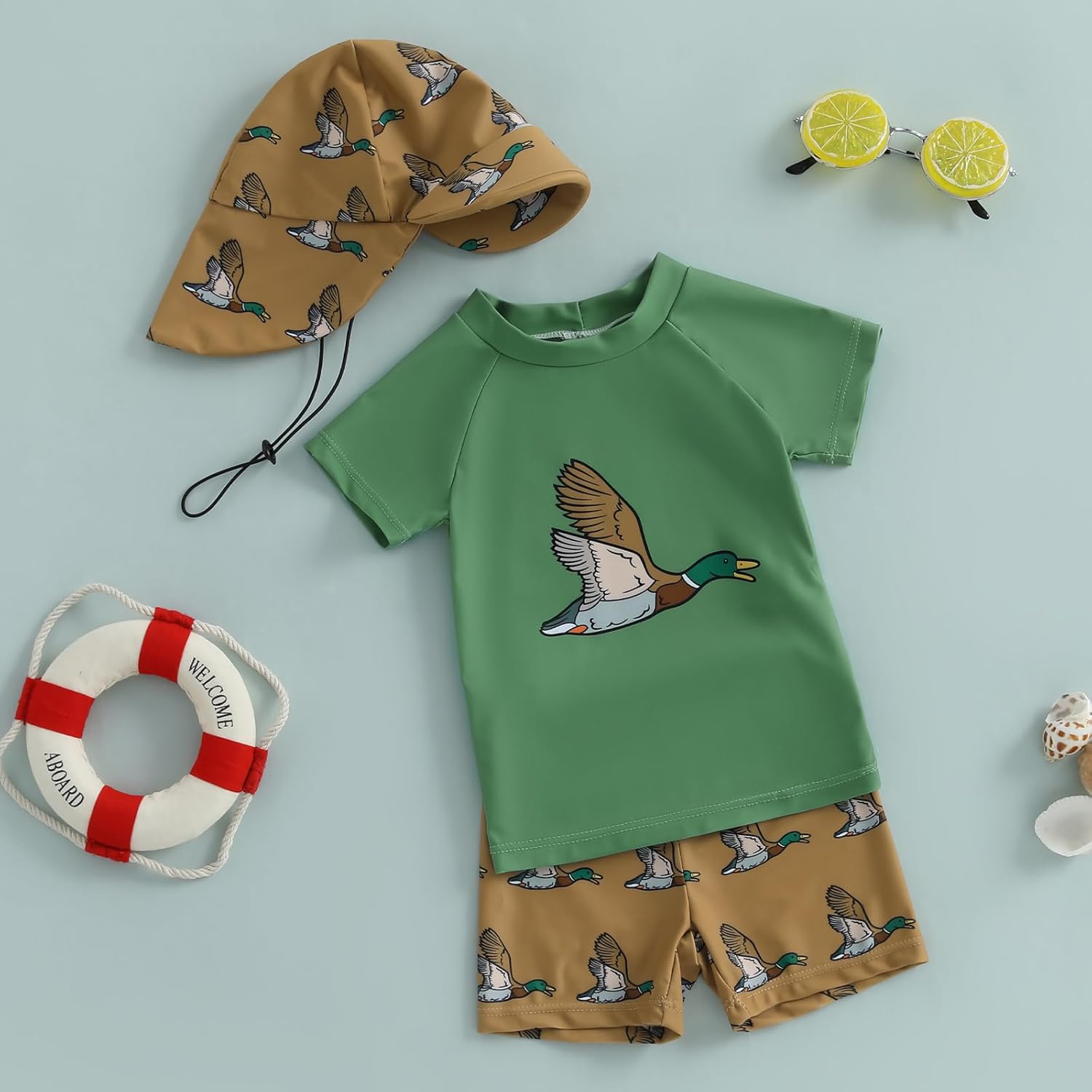 Sprifallbaby Toddler Boy Rash Guard Swimwear Set