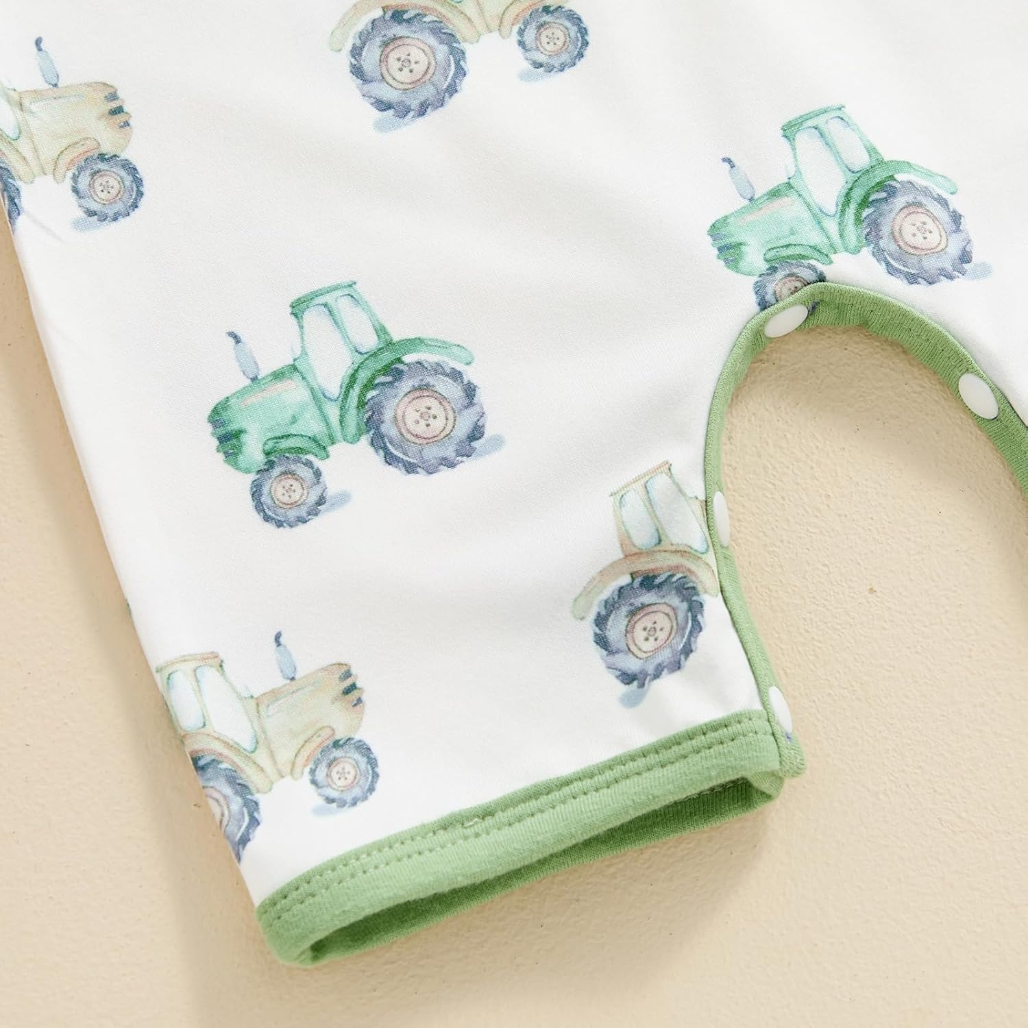 Cute Summer Baby Boys Ropmer with Tractor Animal Print