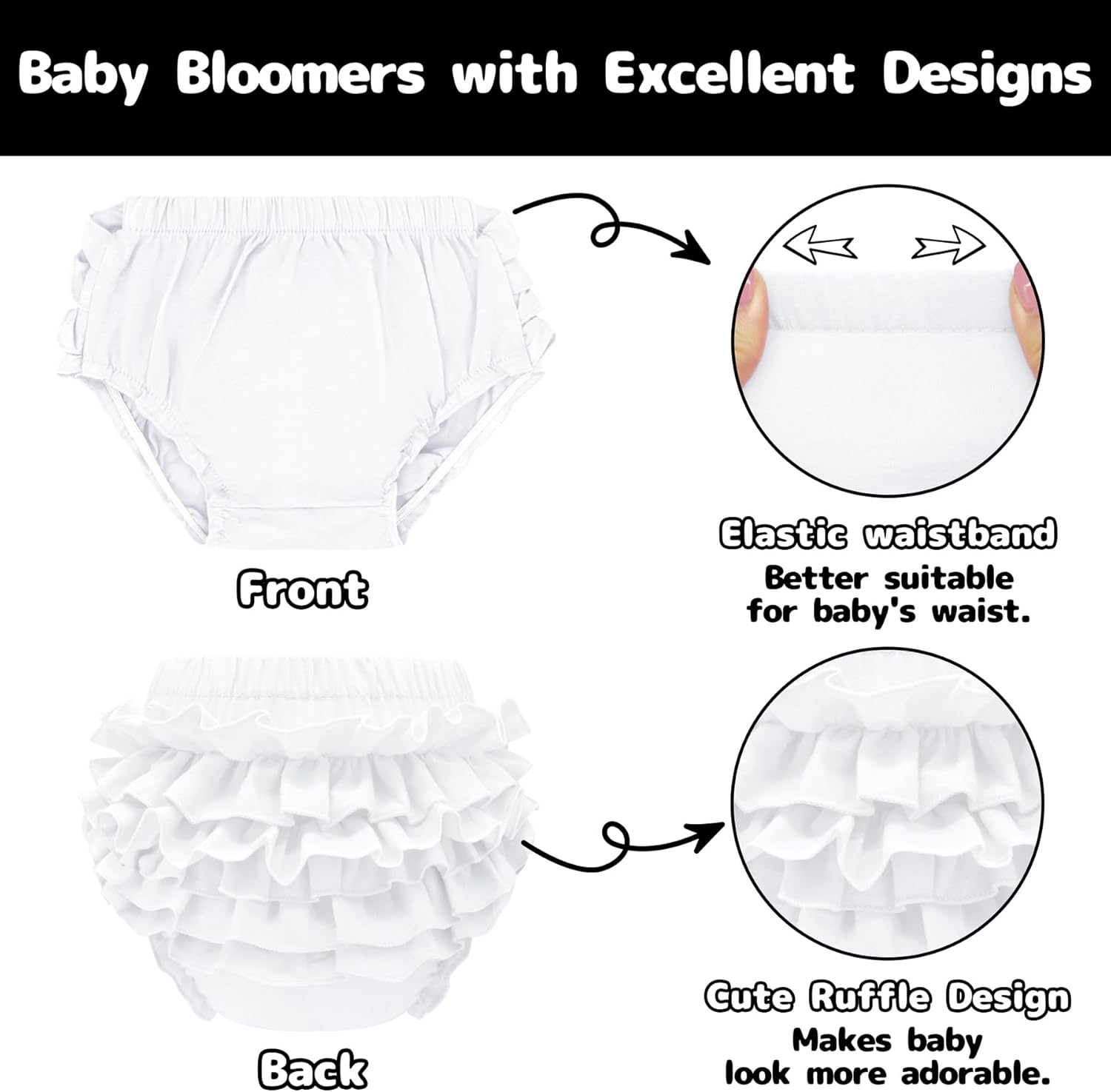 Olreco Baby Bloomers - Soft Stretchy Diaper Covers for Toddler Girls