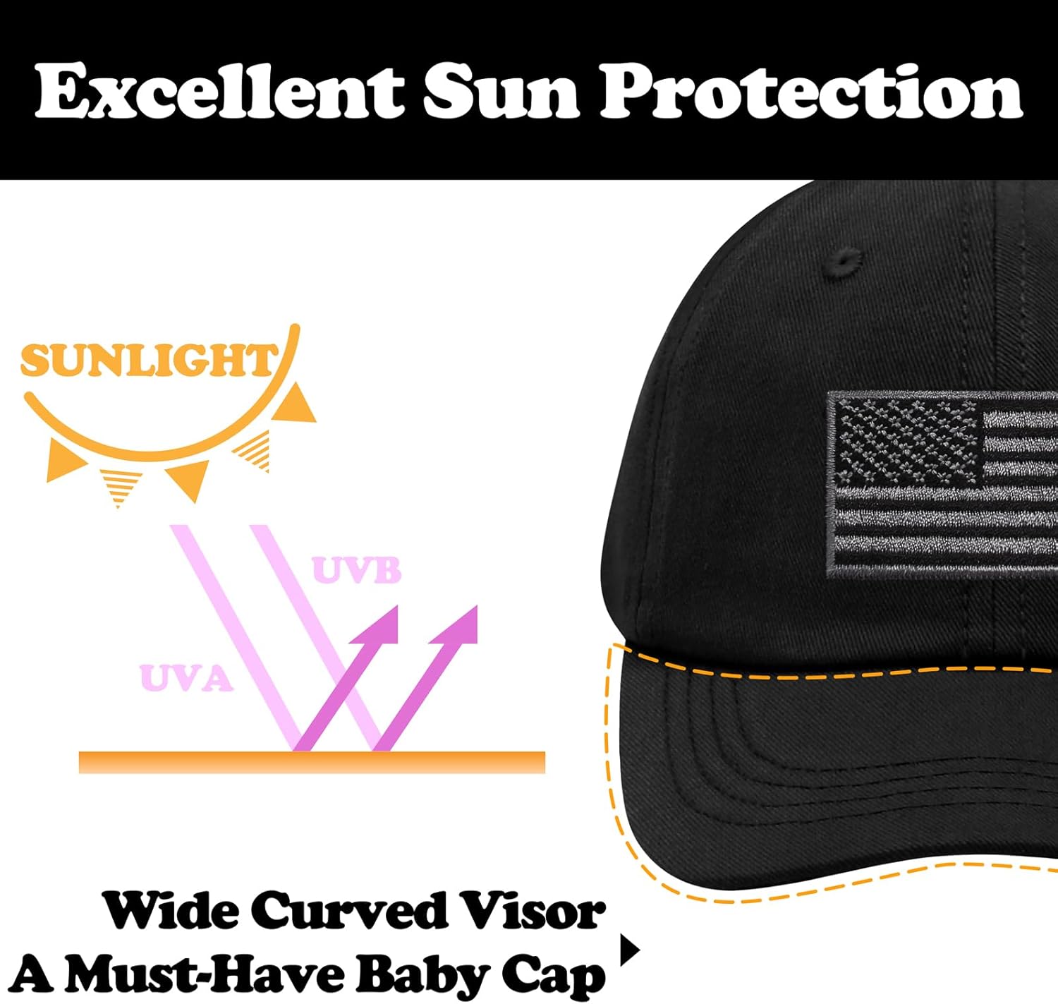 Perfect_sun grilled USA flag baseball cap for toddlers