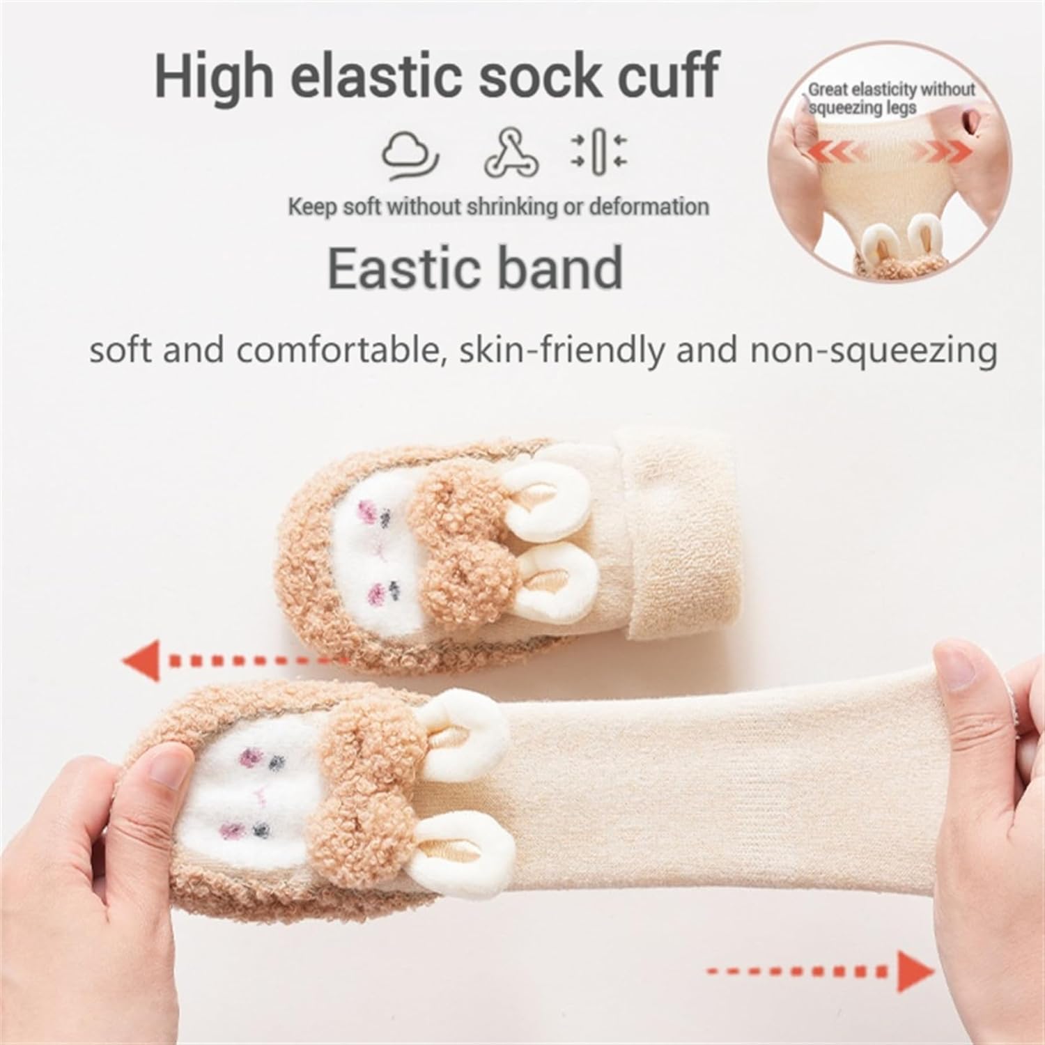 Baby Sock Shoes Non-Slip Warm Walking Slippers for Toddlers 2 Pairs