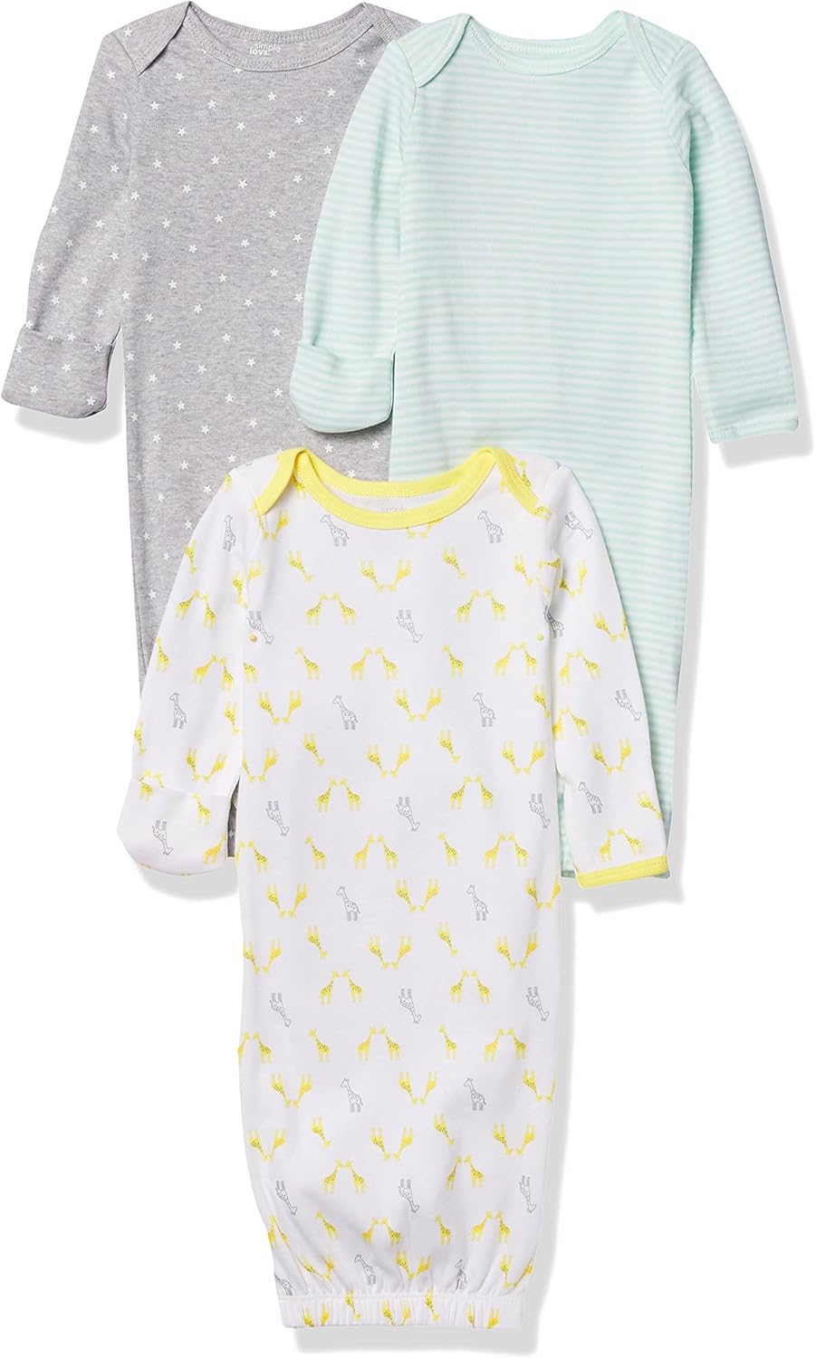 Perfect Sleep All-Comfort 3-Pack Neutral Cotton Gowns for Baby