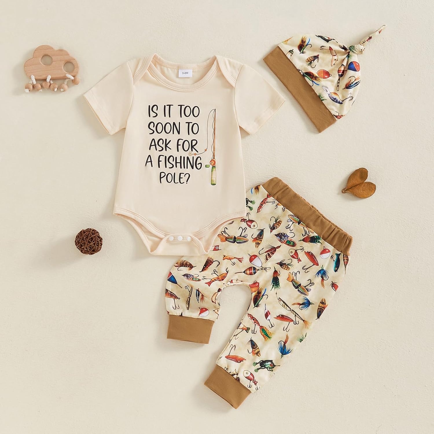 Newborn Baby Boy Cute Fishing Short Sleeve Romper Set