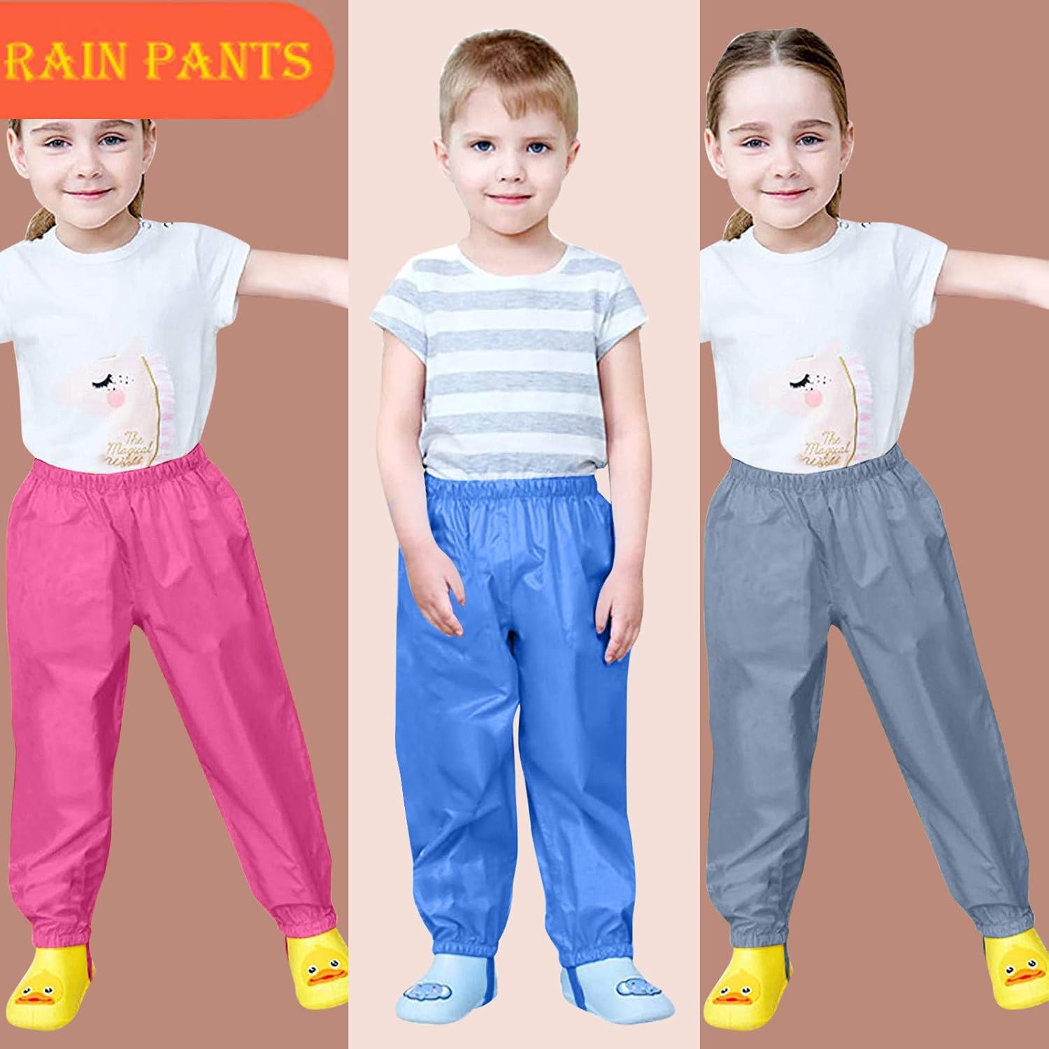 RNTOPReversible Rain Pants Coats for Boys Girls 5-6 Years