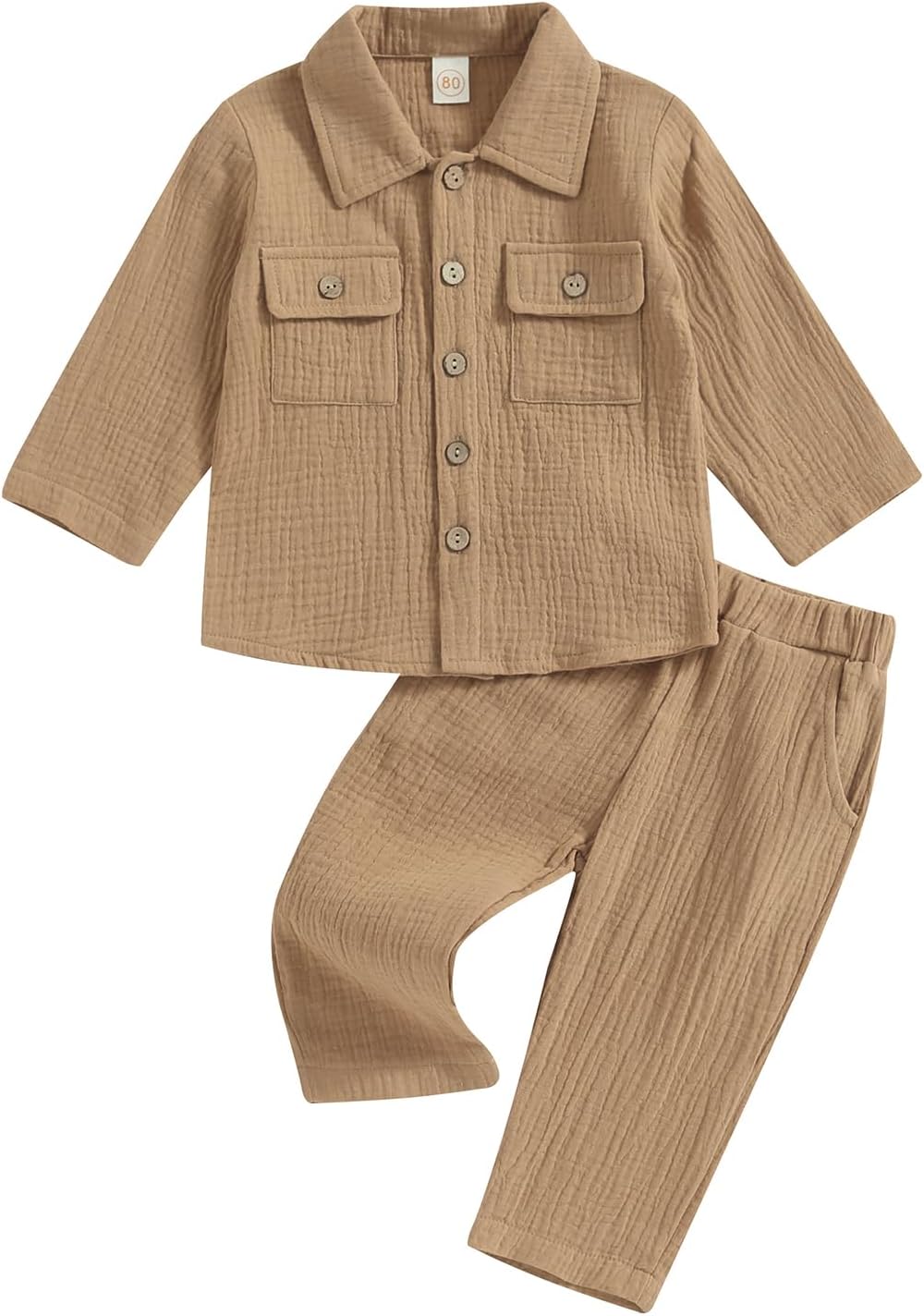 KtwHarnu Toddler Boys Girls Casual Outfit Long Sleeve Shirts Drawstring Pants Set