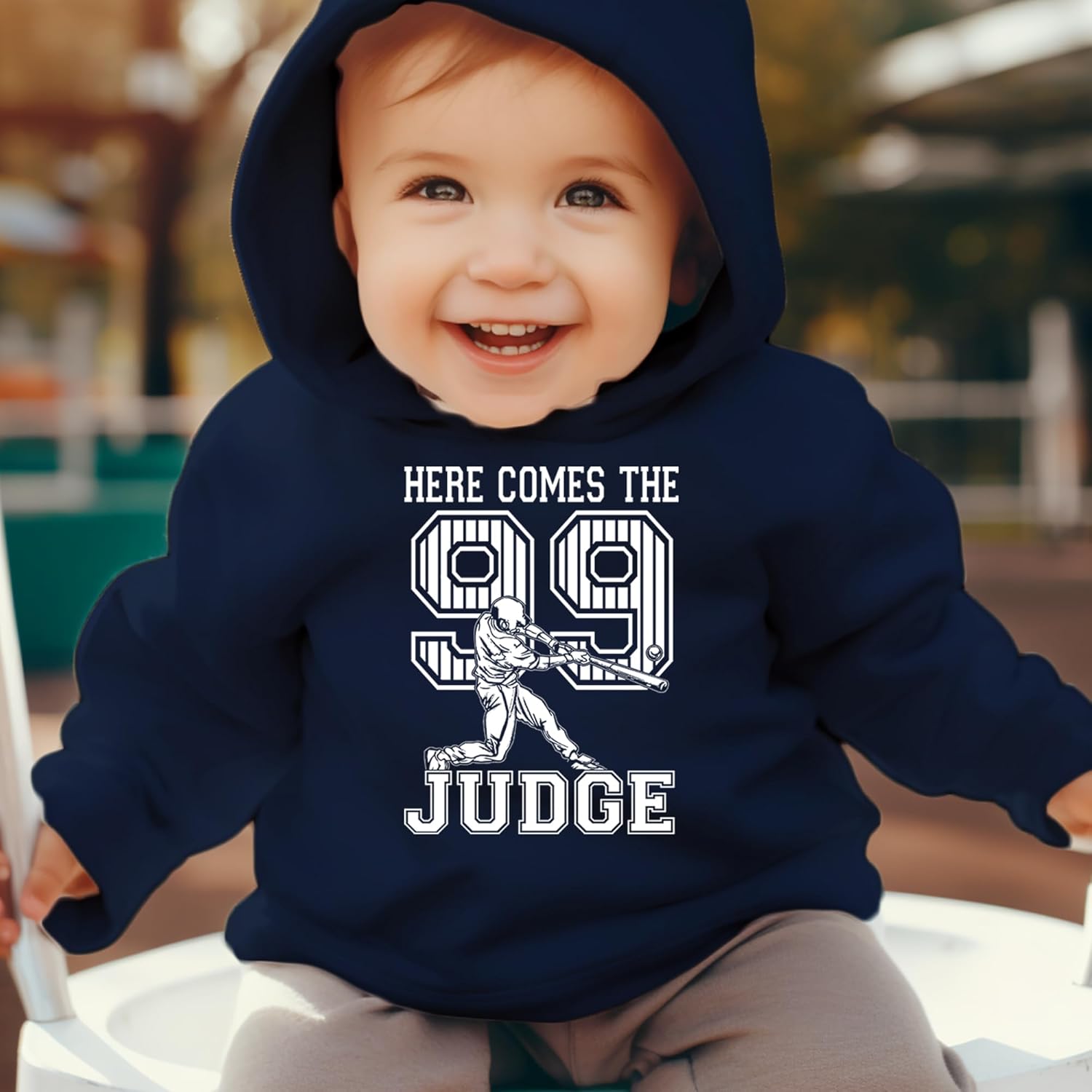 Here Comes The Judge 99 Adorable NY Baseball Toddler Hoodie