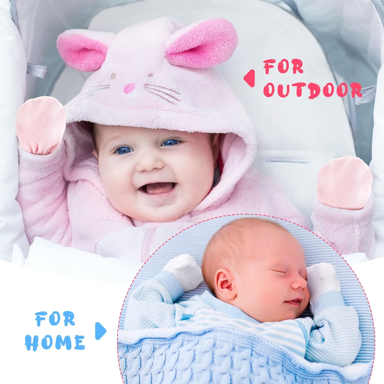 Adjustable Baby Mittens Newborn Cotton Gloves Warm Breathable for Boys