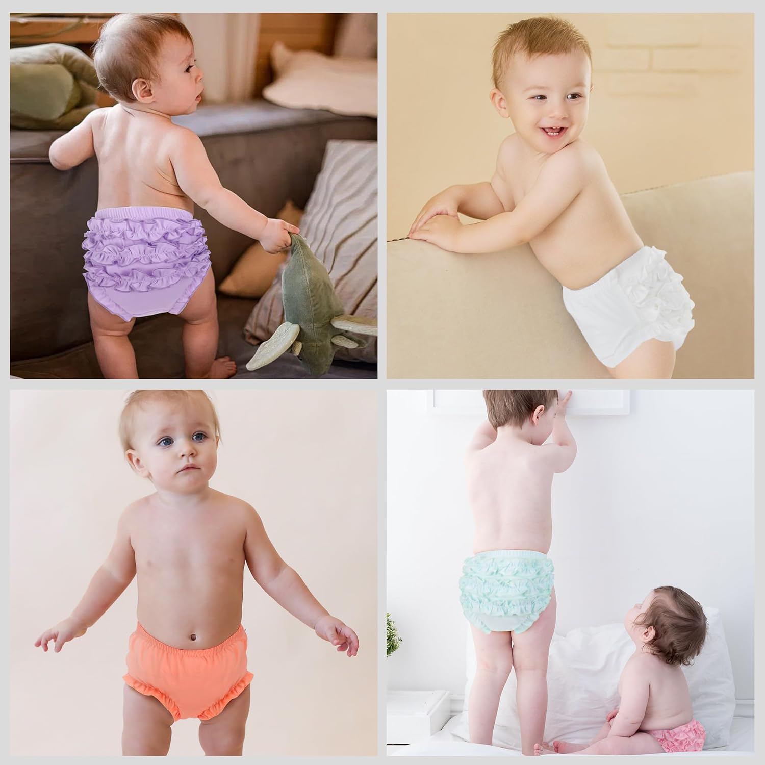 5-Piece Poocen Ruffle Diaper Cover Set for Toddler Girls