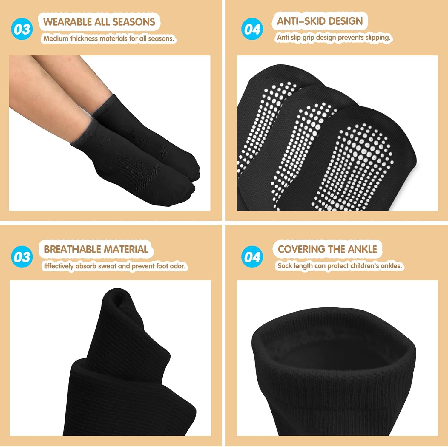 Non-Slip Grip Socks for Toddler Boys and Girls