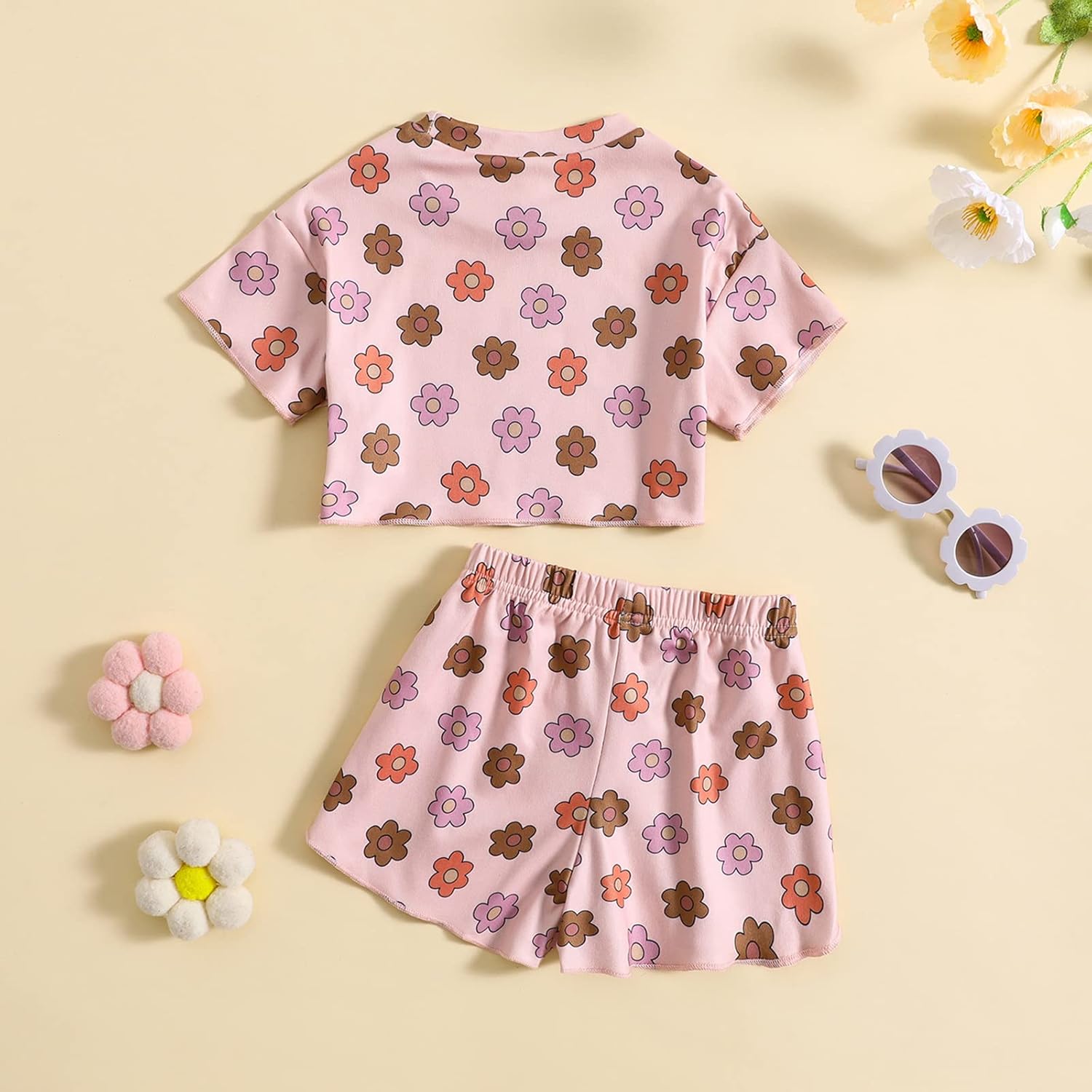 FYBITBO Toddler Girl Floral Print Summer Short Set