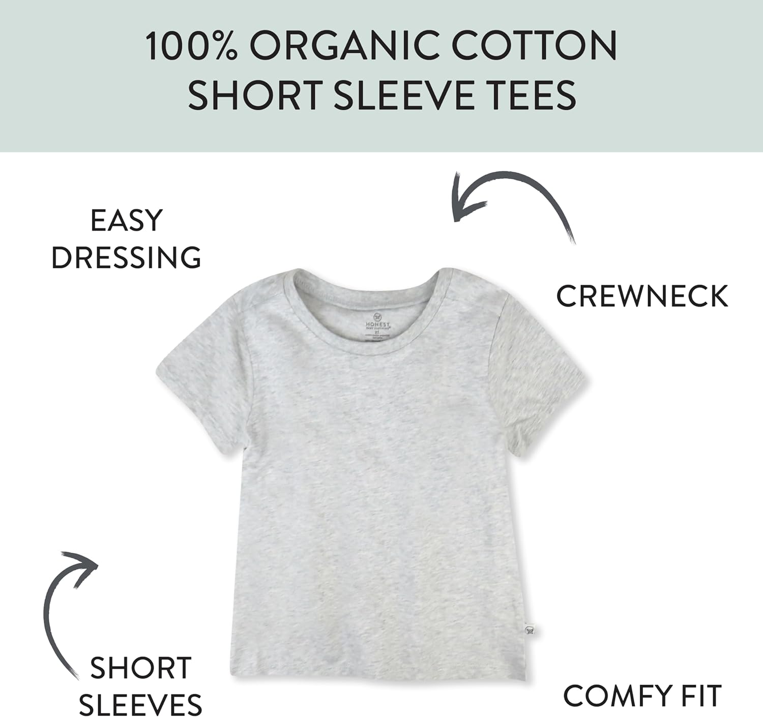 HonestBaby Unisex 5-Pack Soft Cuts Fine T-Shirts for Babies