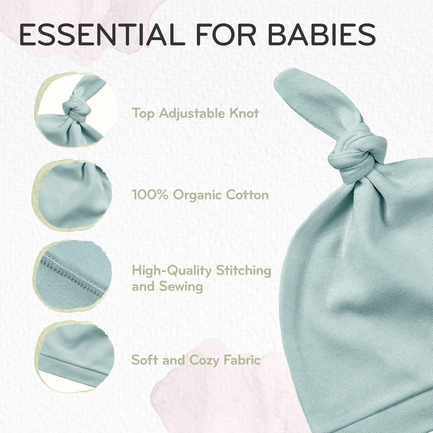 KiddyCare Organic Cotton Newborn Baby Hospital Hat for Boys and Girls