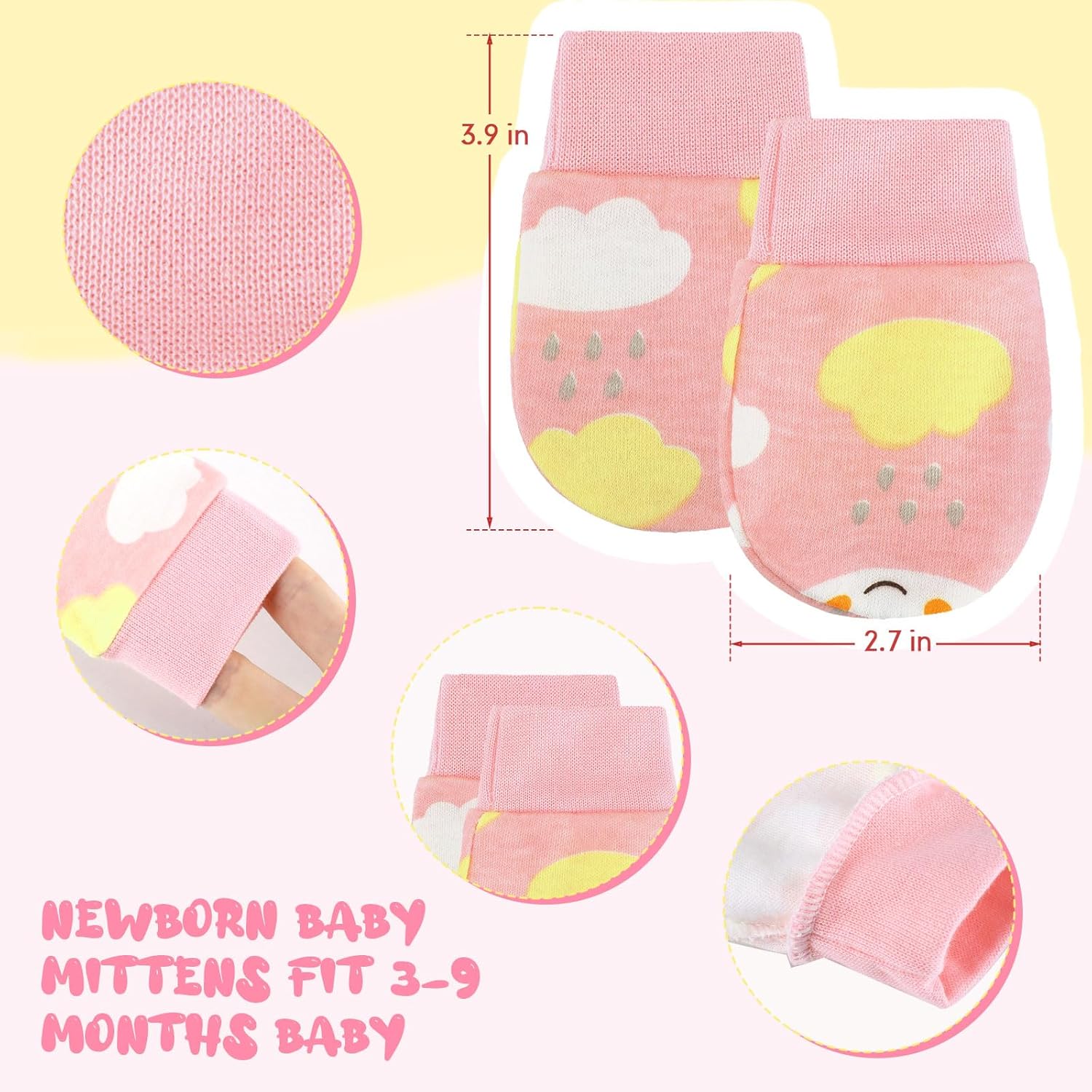 6 Pairs Unisex Cotton Baby Mittens