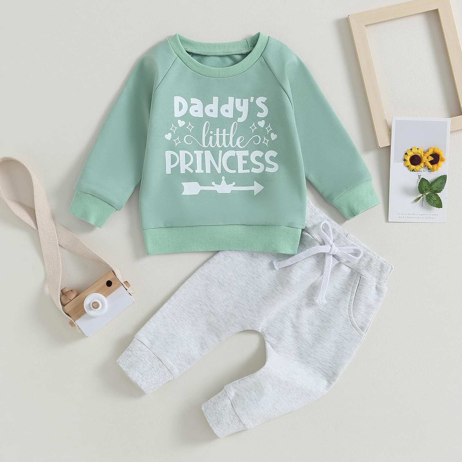 Perfect Toddler Baby Girl Clothes Daddys MaMa Cotton Sweater Pant Set