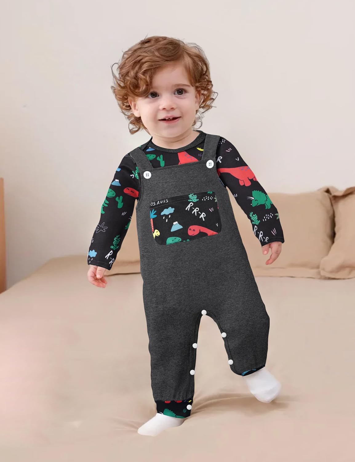 BAVADERCute Baby Boy Romper - Animal Print Long Sleeve Overalls Jumpsuit