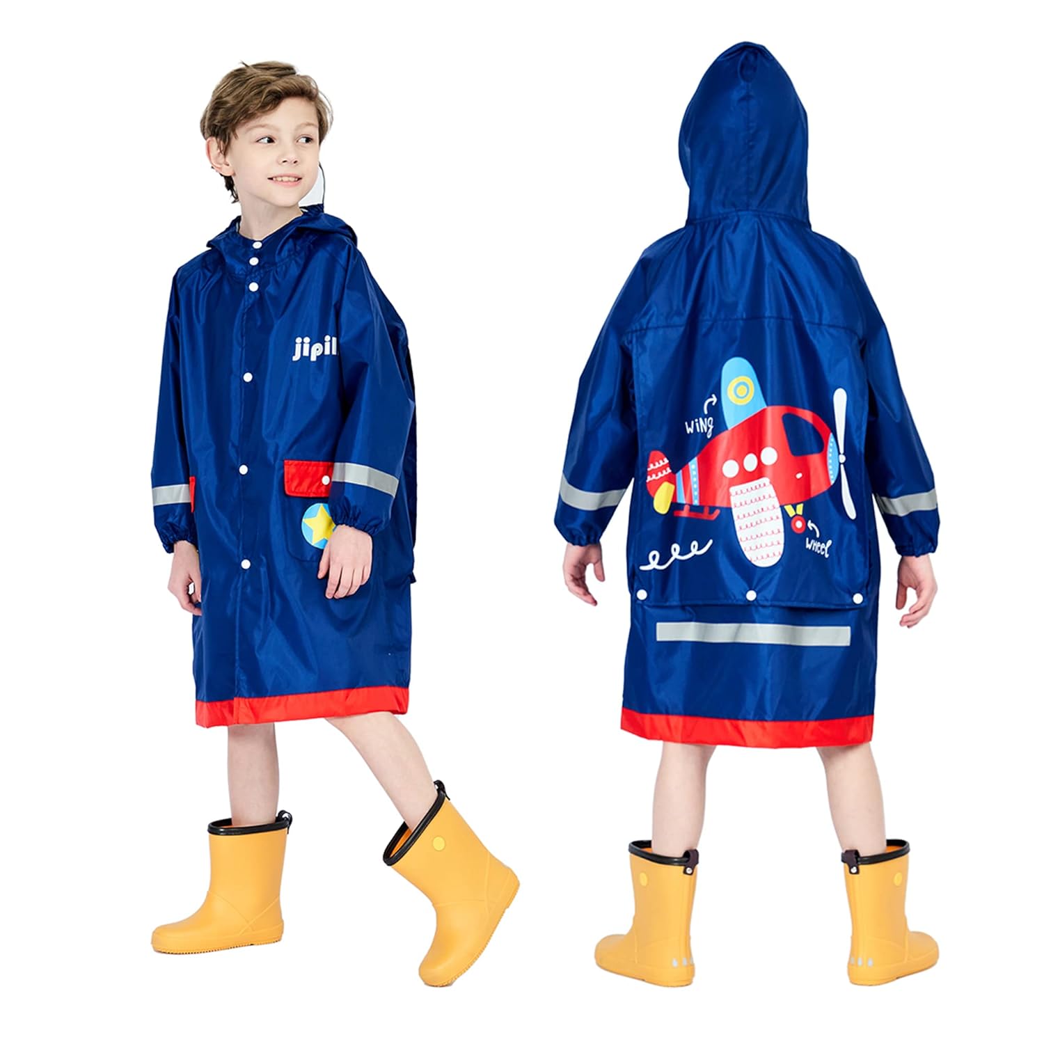 Fewlby Kids waterproof raincoat with reflective features for rainy days