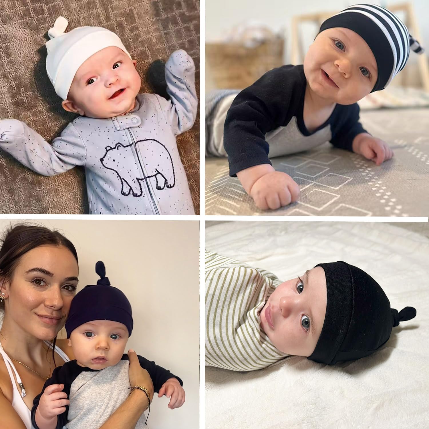 Adjustable Baby Beanie Hats - 8 Pack