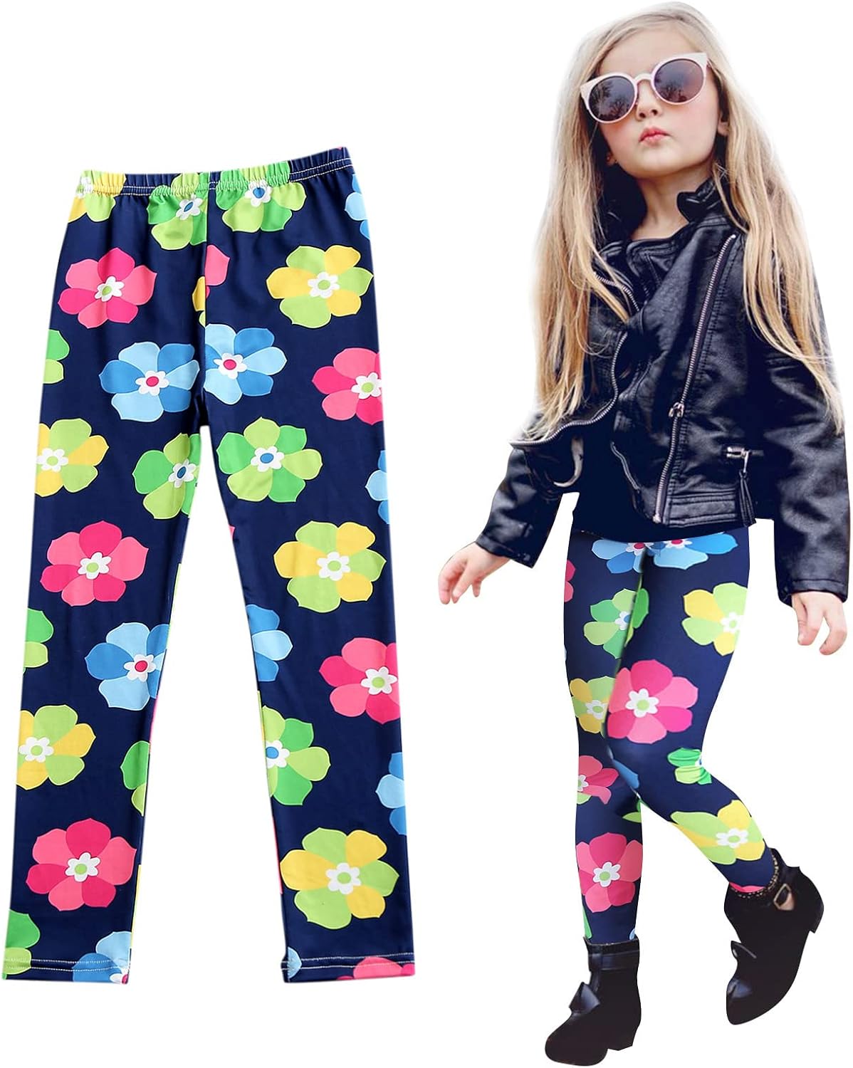 Kids Stretchy Floral Printed leggings
