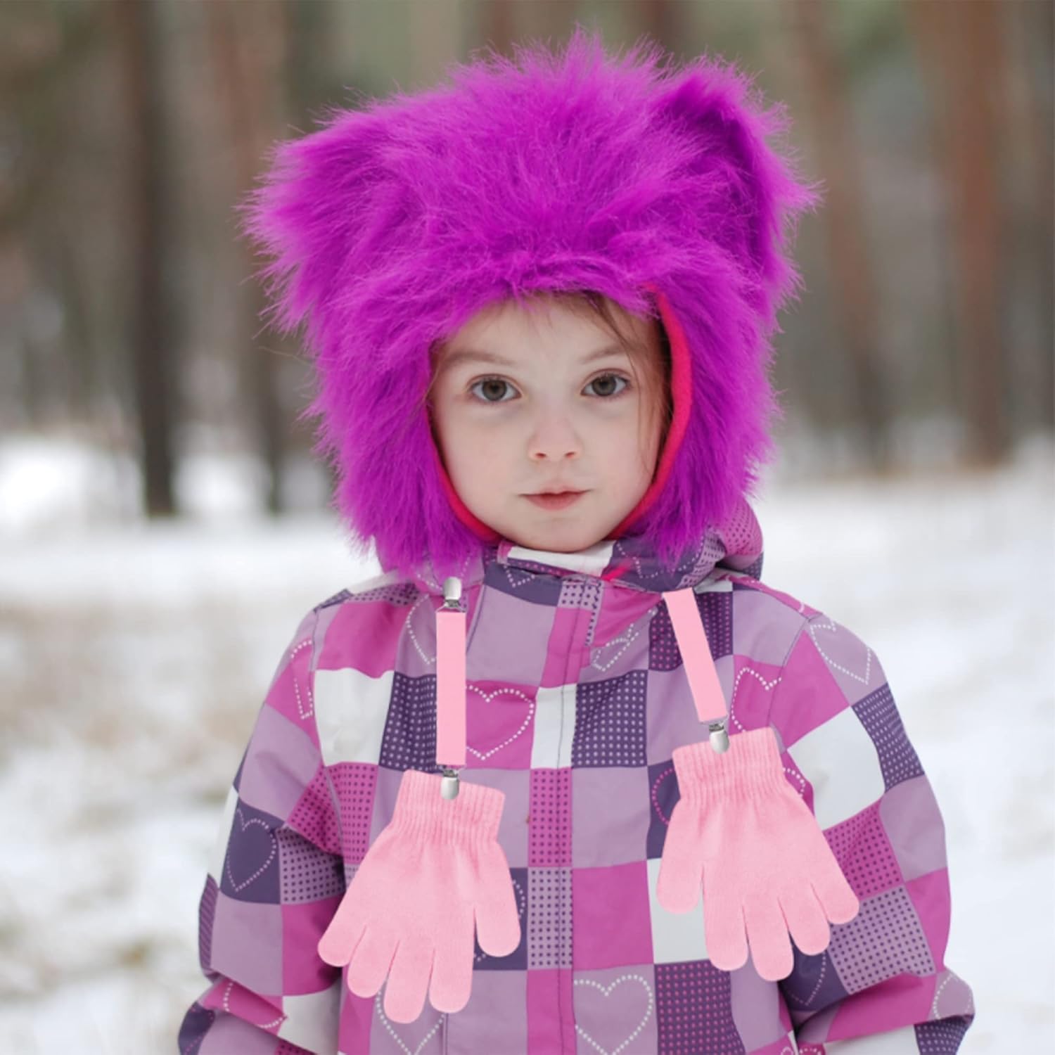 SS Stainless Steel Gloves Clips for Kids Warm Winter Accessories