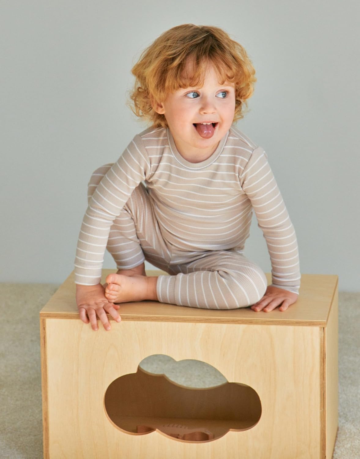 Moimoln 12M-8Y Ribbed Stripe Pajamas for Boys