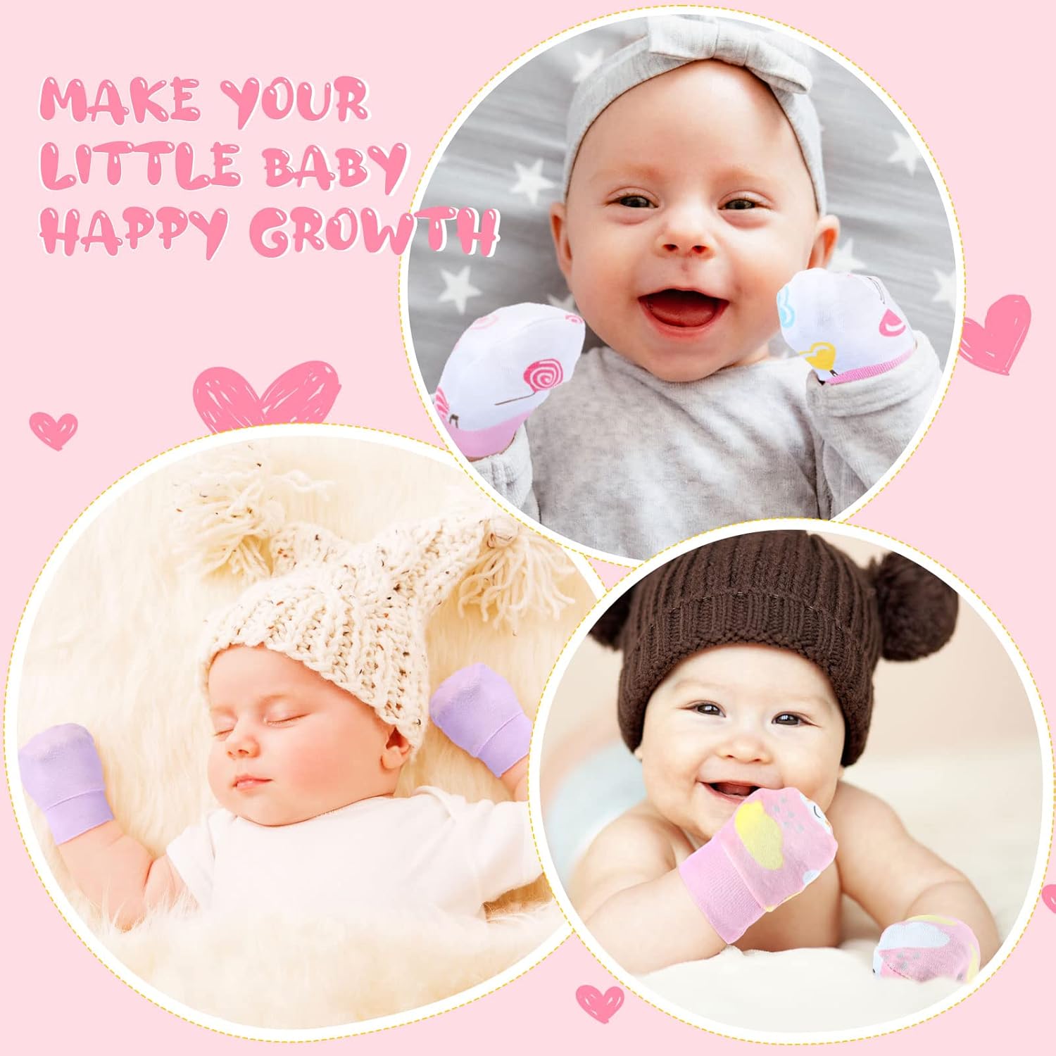 6 Pairs Unisex Cotton Baby Mittens