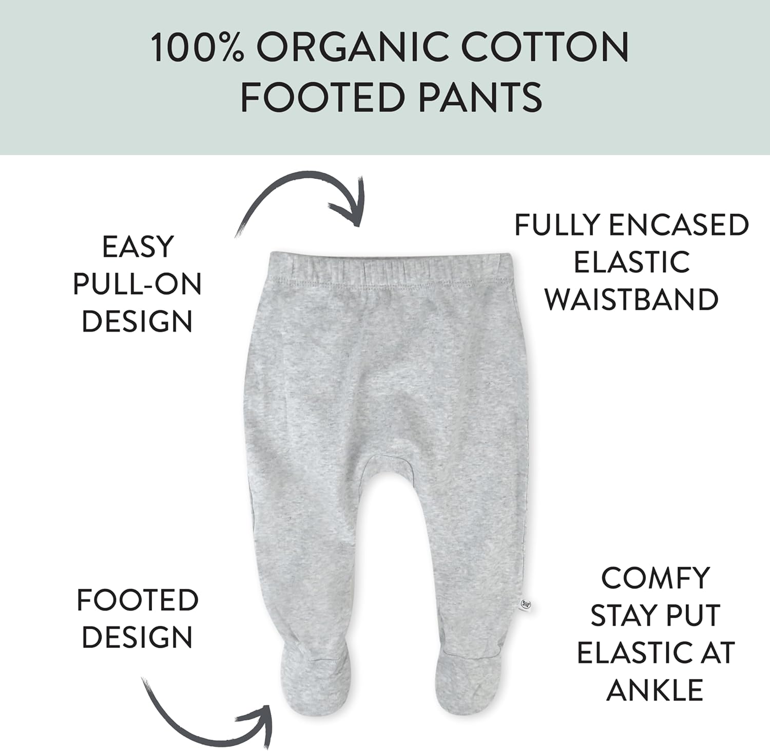 2-Pack HonestBaby 100 Organic Cotton Roomy Fit Footed Pants for Baby