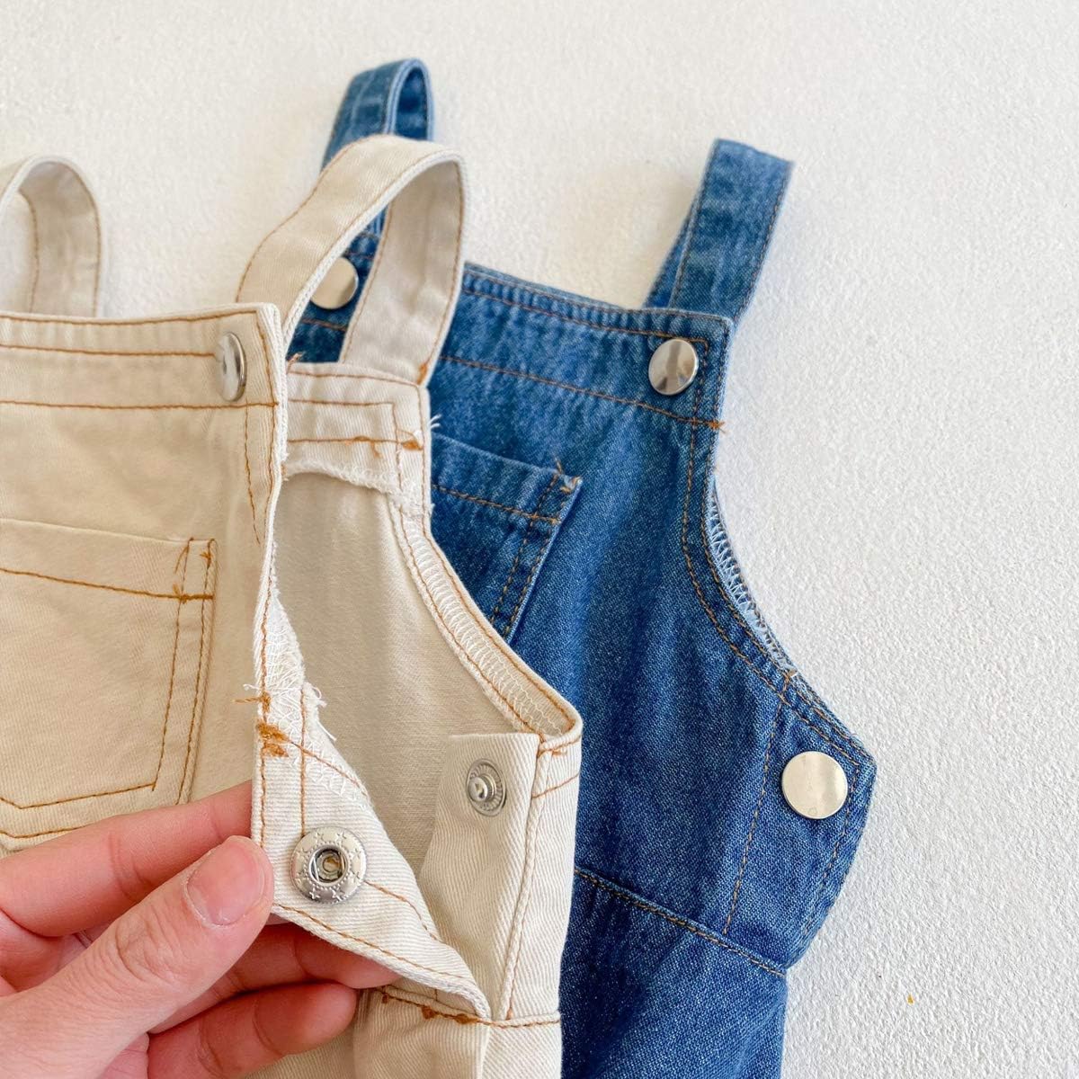 HOOLCHEAN Denim Bodysuit with Straps for Baby
