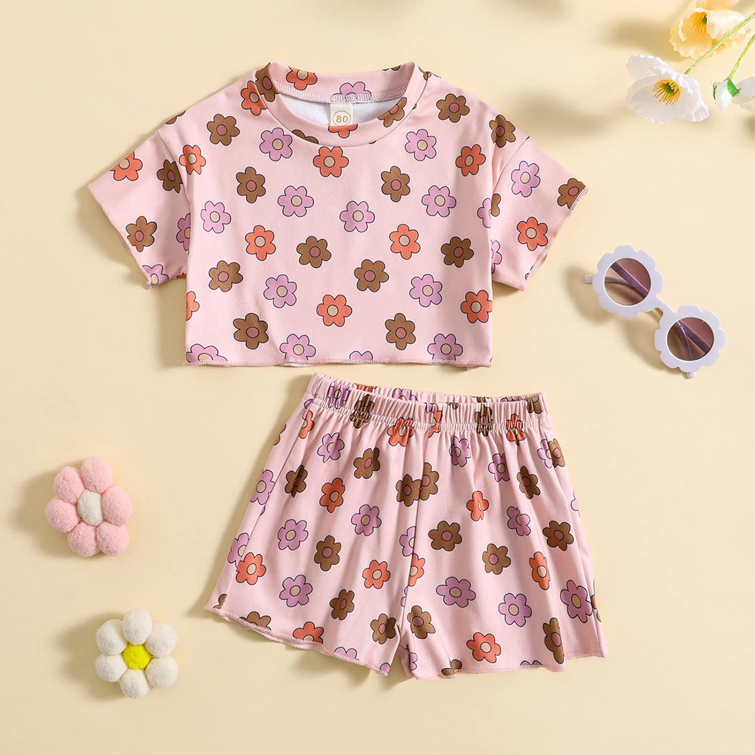 FYBITBO Toddler Girl Floral Print Summer Short Set