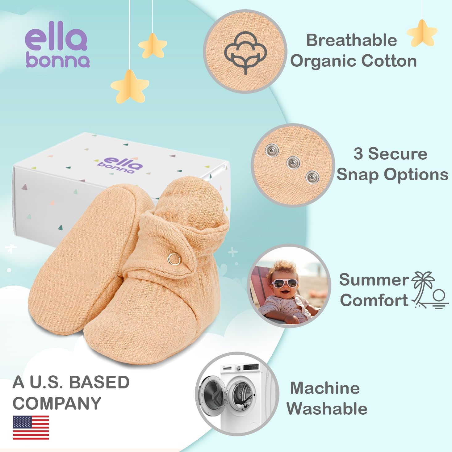 Ella Bonna Organic Cotton Toddler Slippers