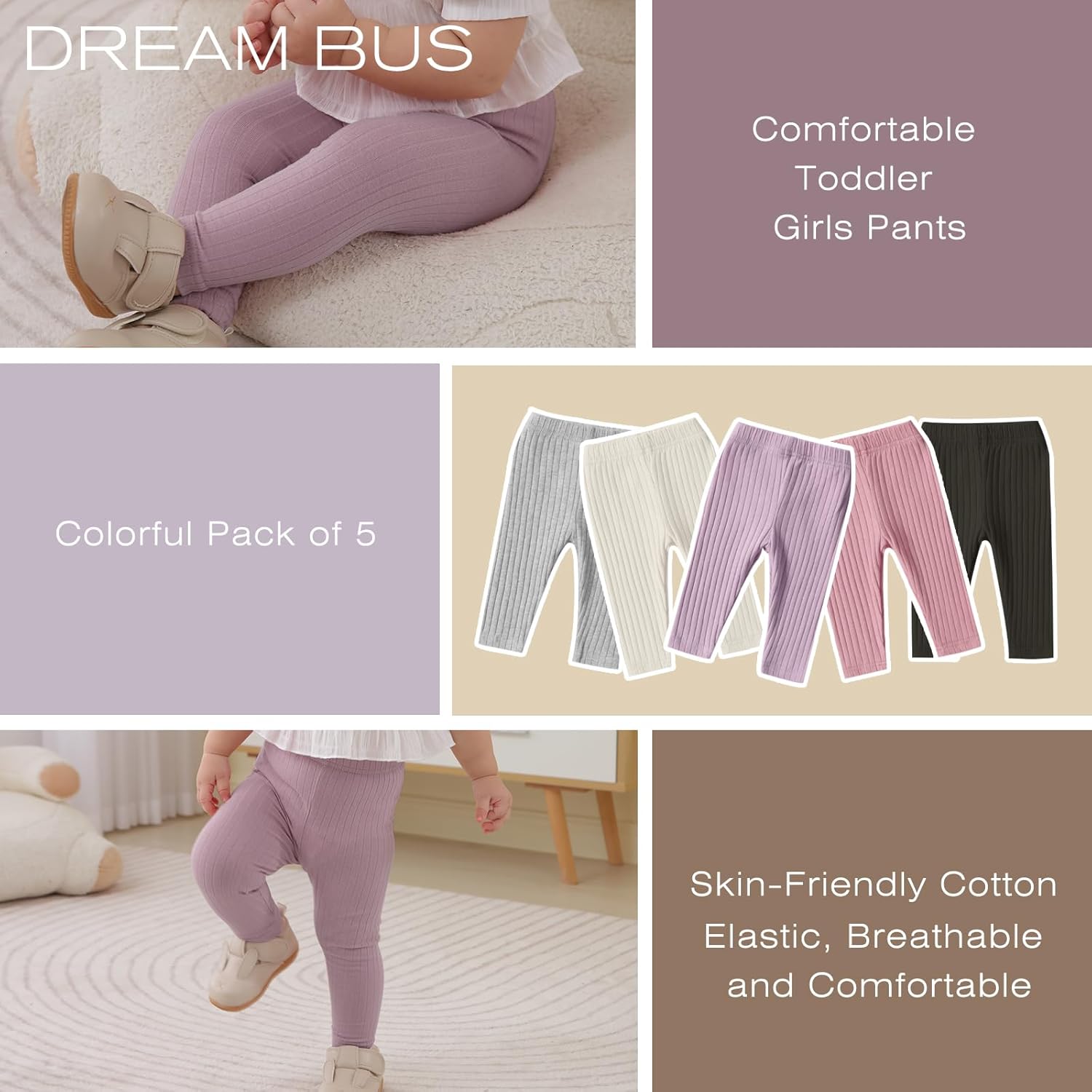 DREAM BUS 5-Piece Toddler Girl Pants