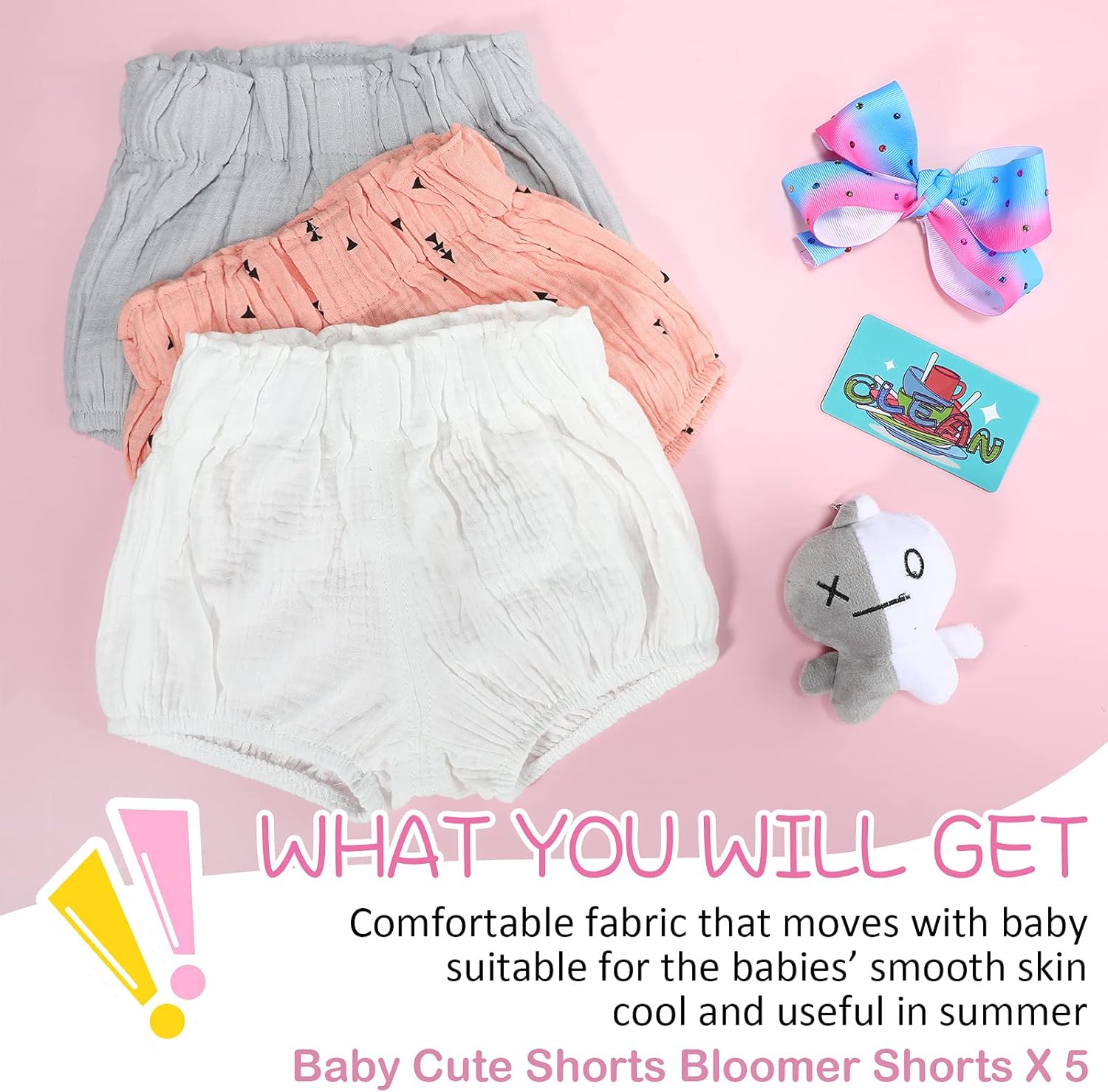 Sintege 5-Piece Summer Linen Bloomers for Kids Uns