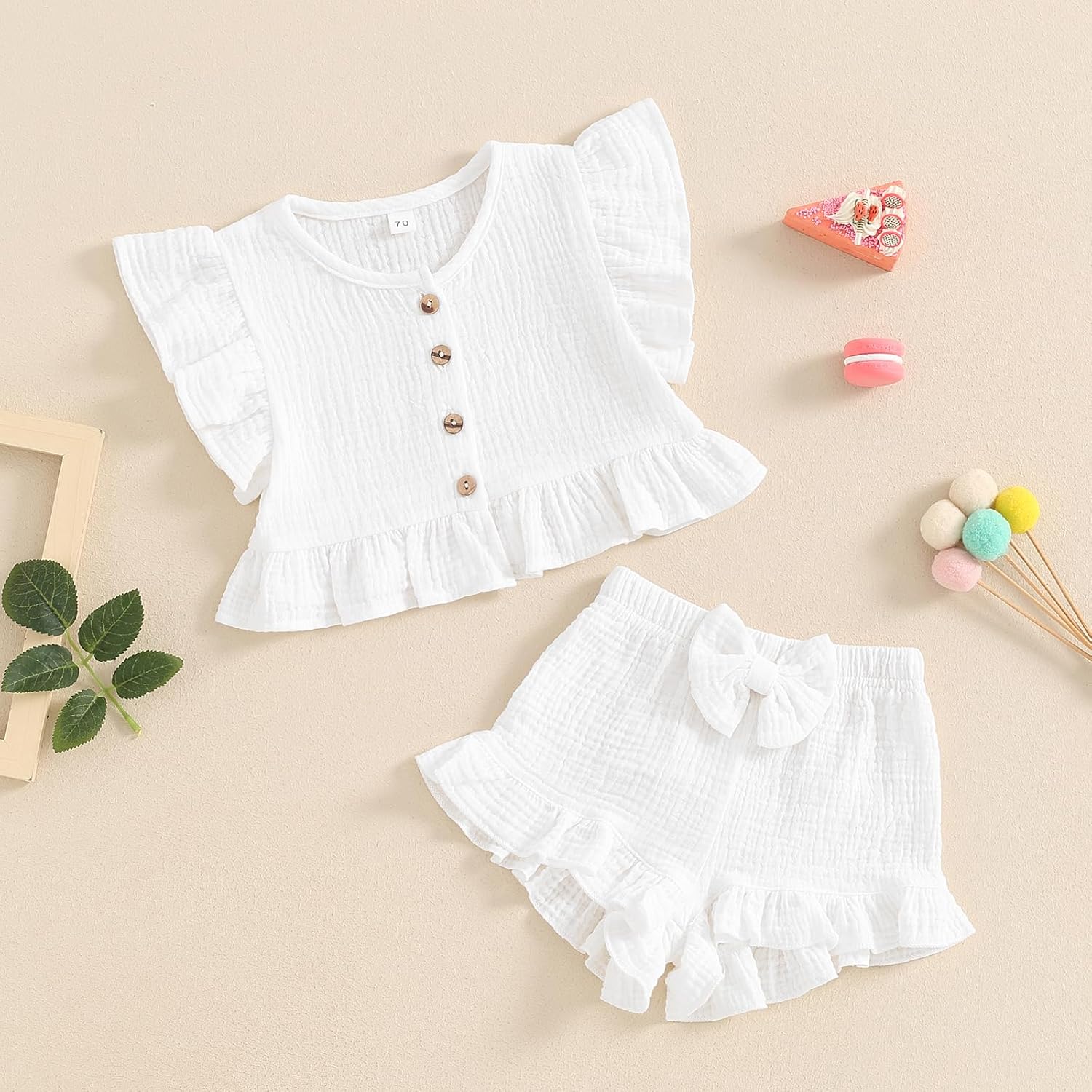 BemeyourBBs Summer Toddler Ruffle Sleeveless Top and Bloomers Set