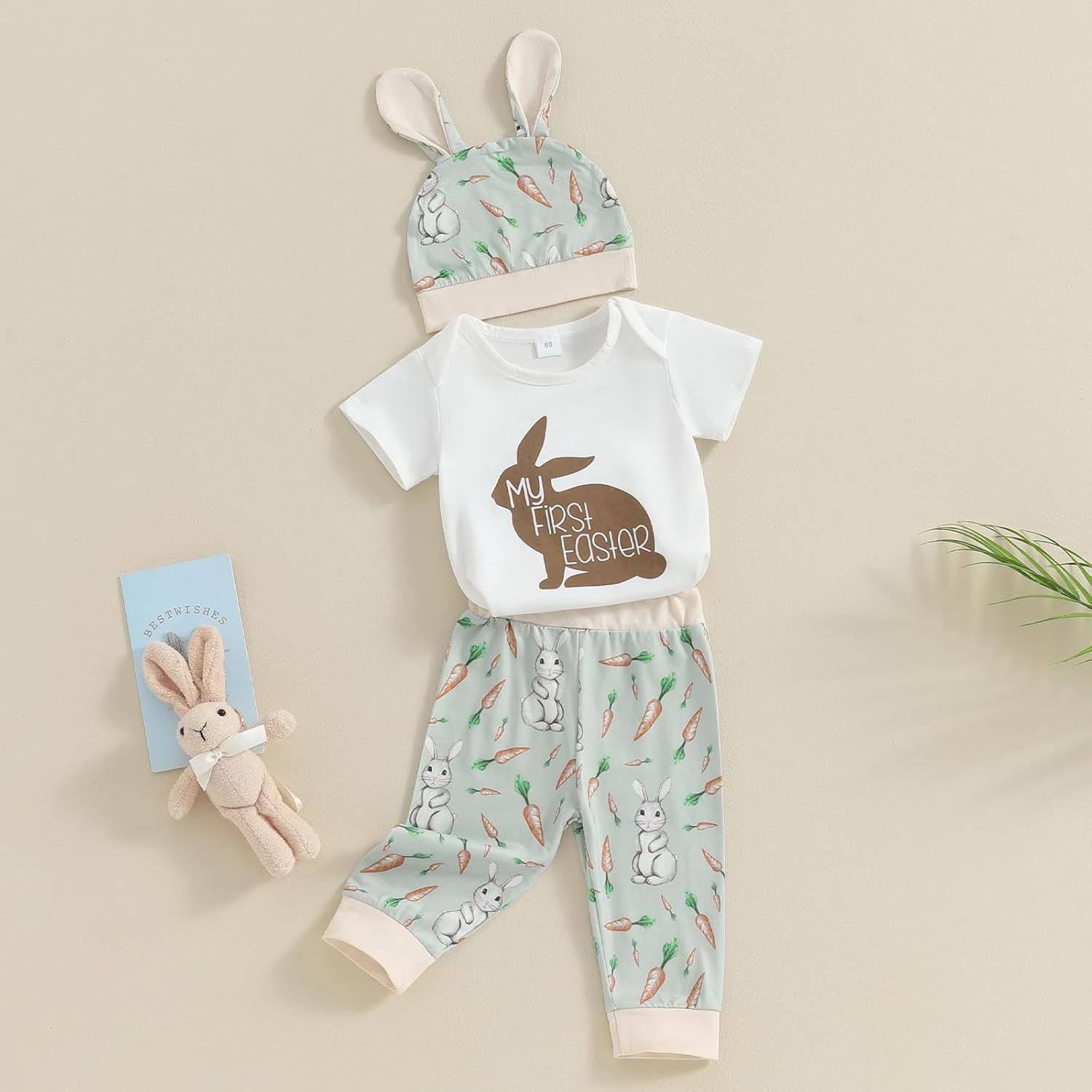 My First Easter Outfits for Baby Boys - Romper Pants Hat Set