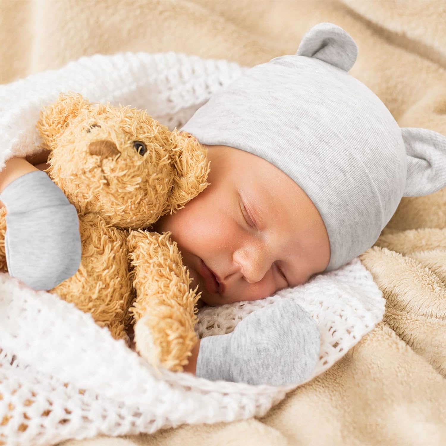 BQUBO Newborn Baby Mittens Hats Bundle