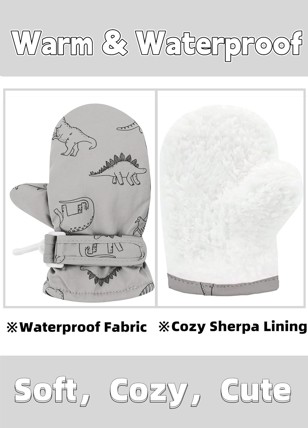 PerfectKids Waterproof Cozy Baby Gloves for Winter