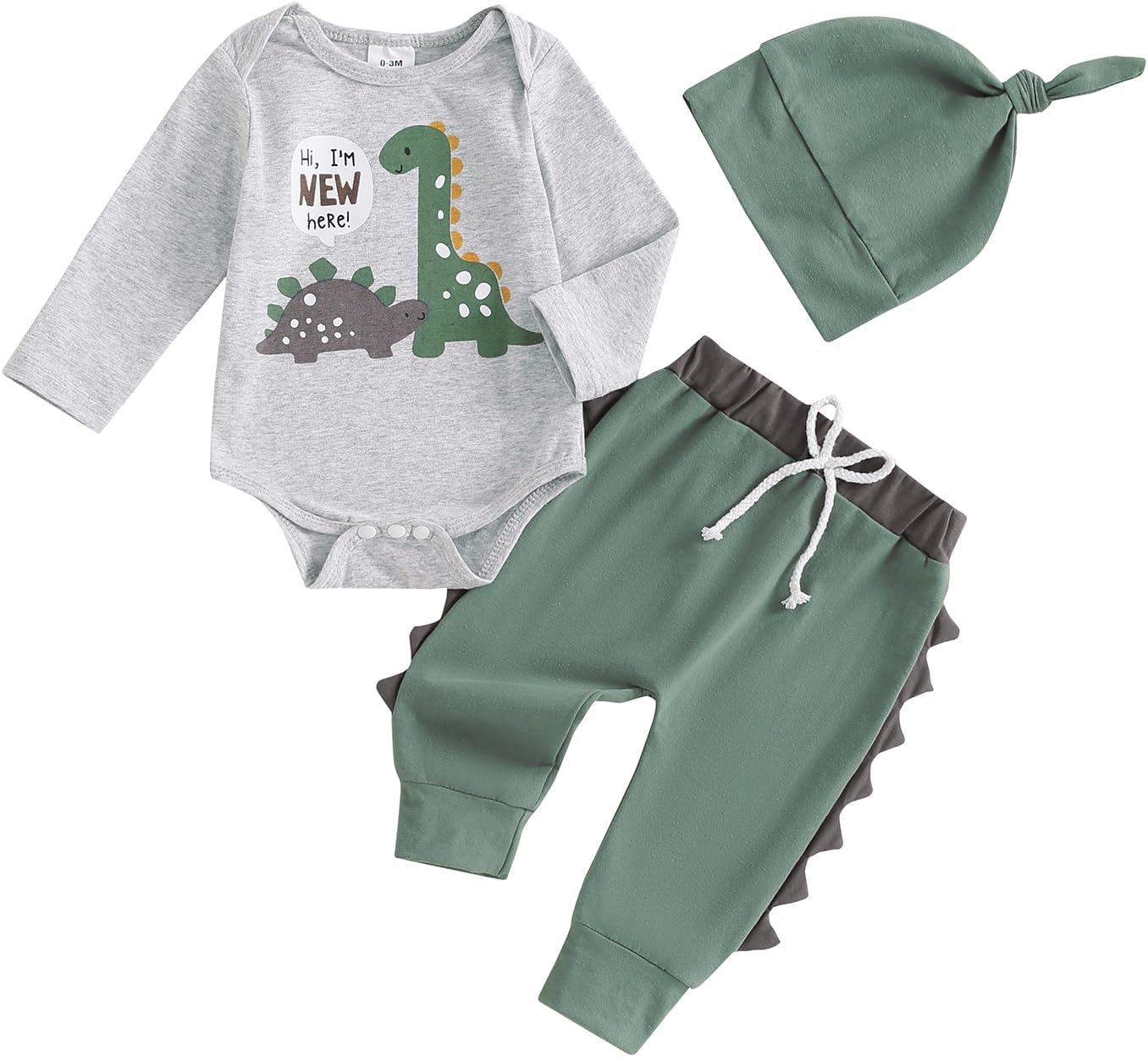 Newborn Boy Dinosaur Romper Set Trendy Cozy for Little Brooks