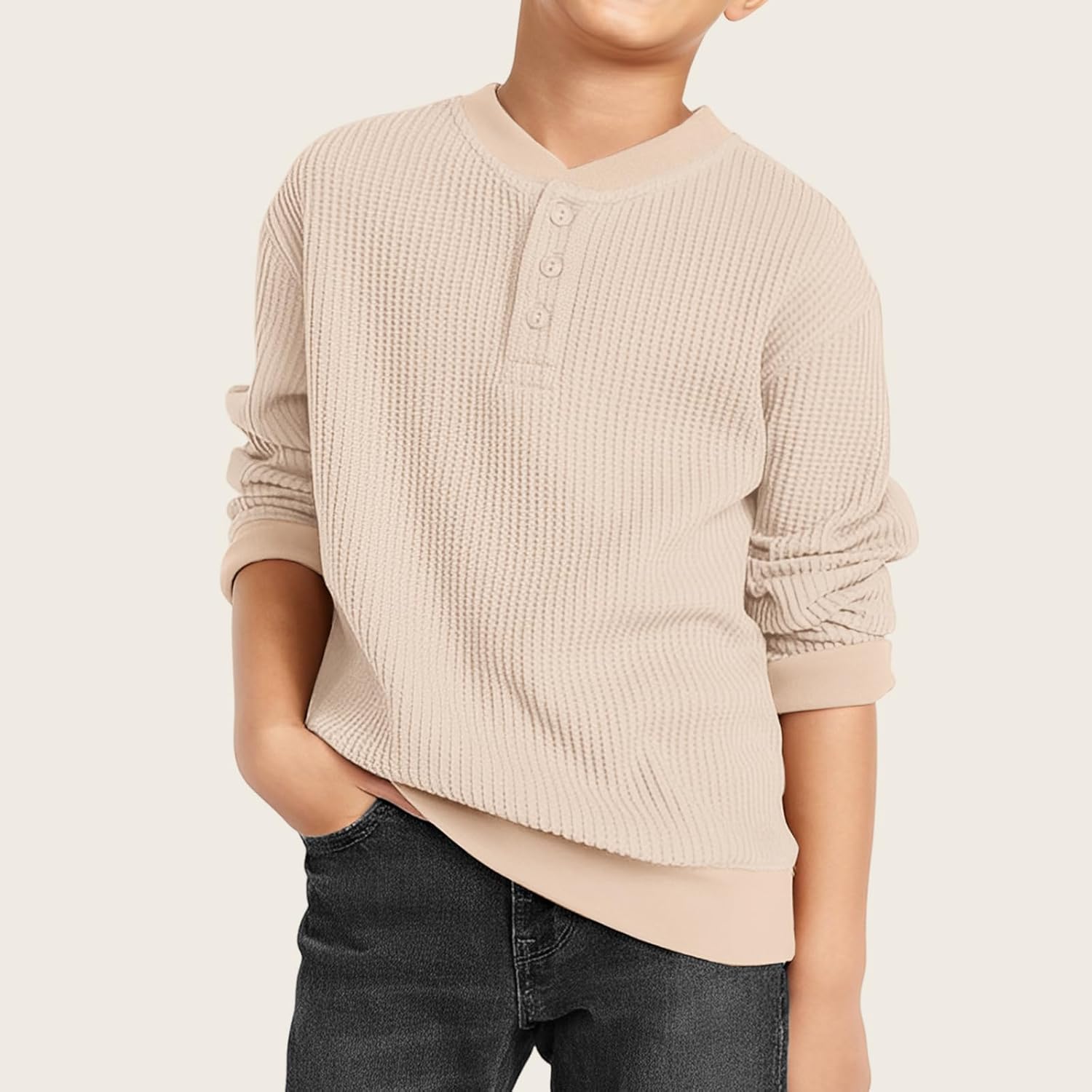 BOUTIKOME Waffle Sweatshirt Toddler Boys